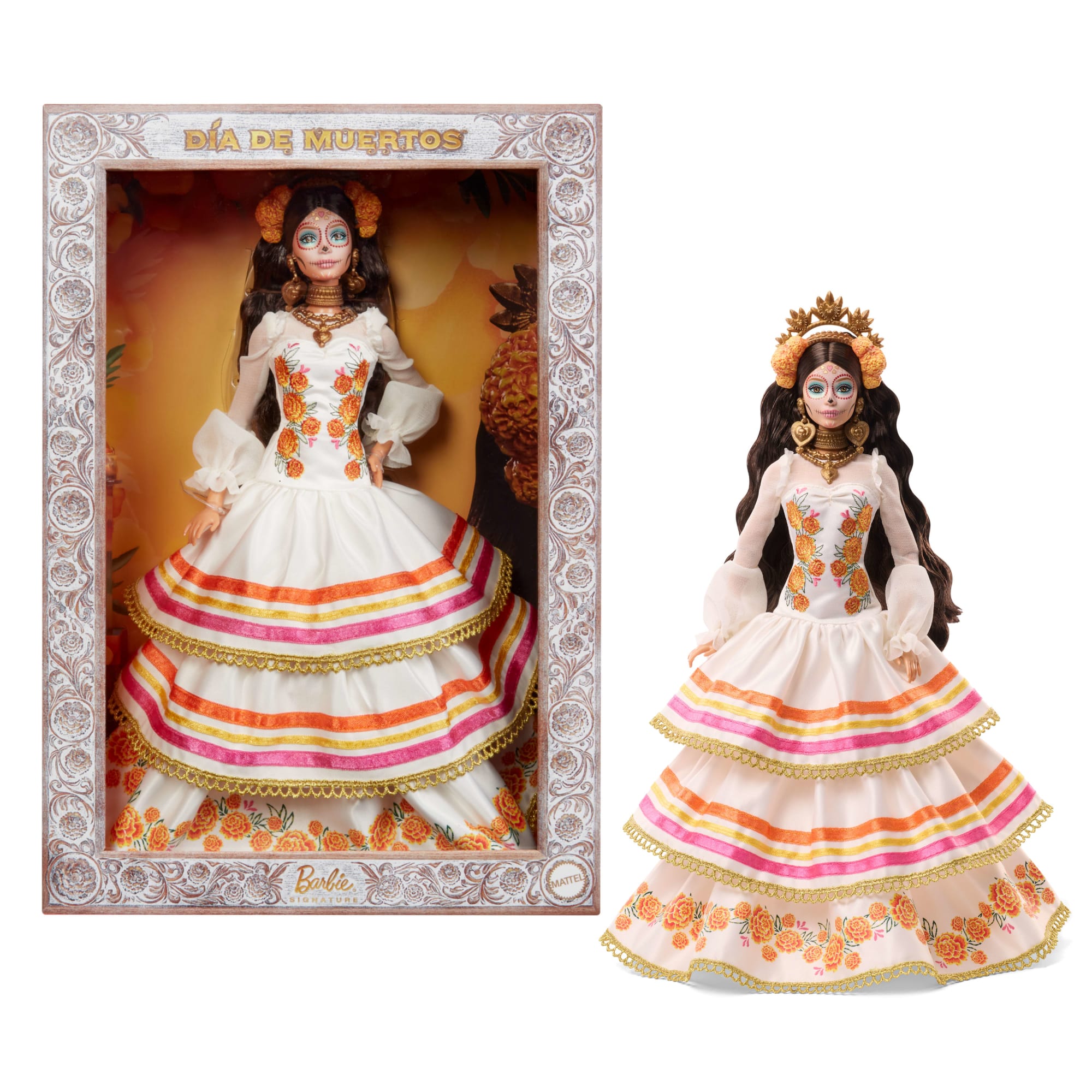 Barbie Signature Día De Muertos 2025 Κούκλα Με Εκρού Φόρεμα Με Βολάν