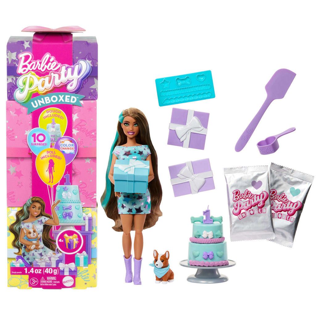 Barbie Parti Paketi Minik DOStumun Doğum Günü Serisi Bebek Ve Aksesuarlar, Parti Yıldızları Seti Ve 10 Sürpriz