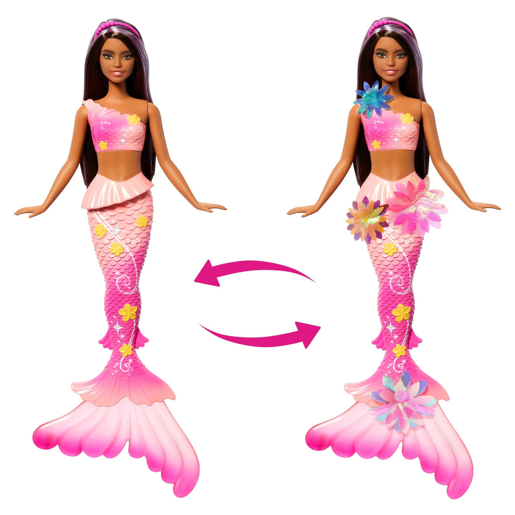 Barbie Syrenka Rozkwitające kwiaty Lalka brunetka z funkcją Zabawka 3+