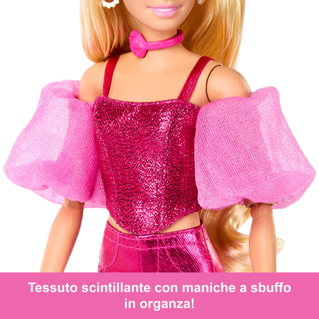 Barbie Deluxe Style Bambola N. 5 Con Abito Rosa Metallizzato, Top A Corsetto E Accessori, Bionda