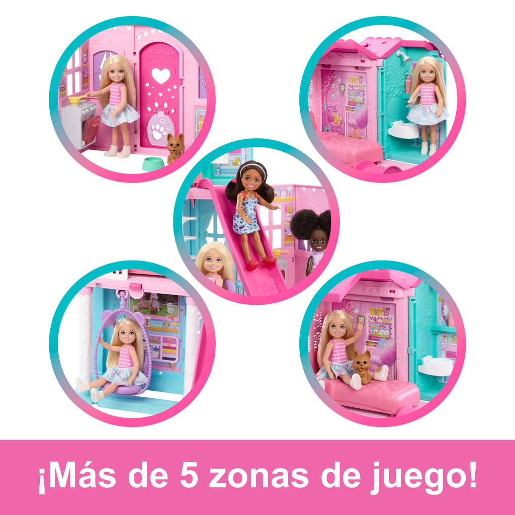 Casa De Muñecas Desplegable De Chelsea De Barbie Con Muñeca Y Más De 15 Accesorios, La Casa Se Amplía A Más De 43,2X33Cm