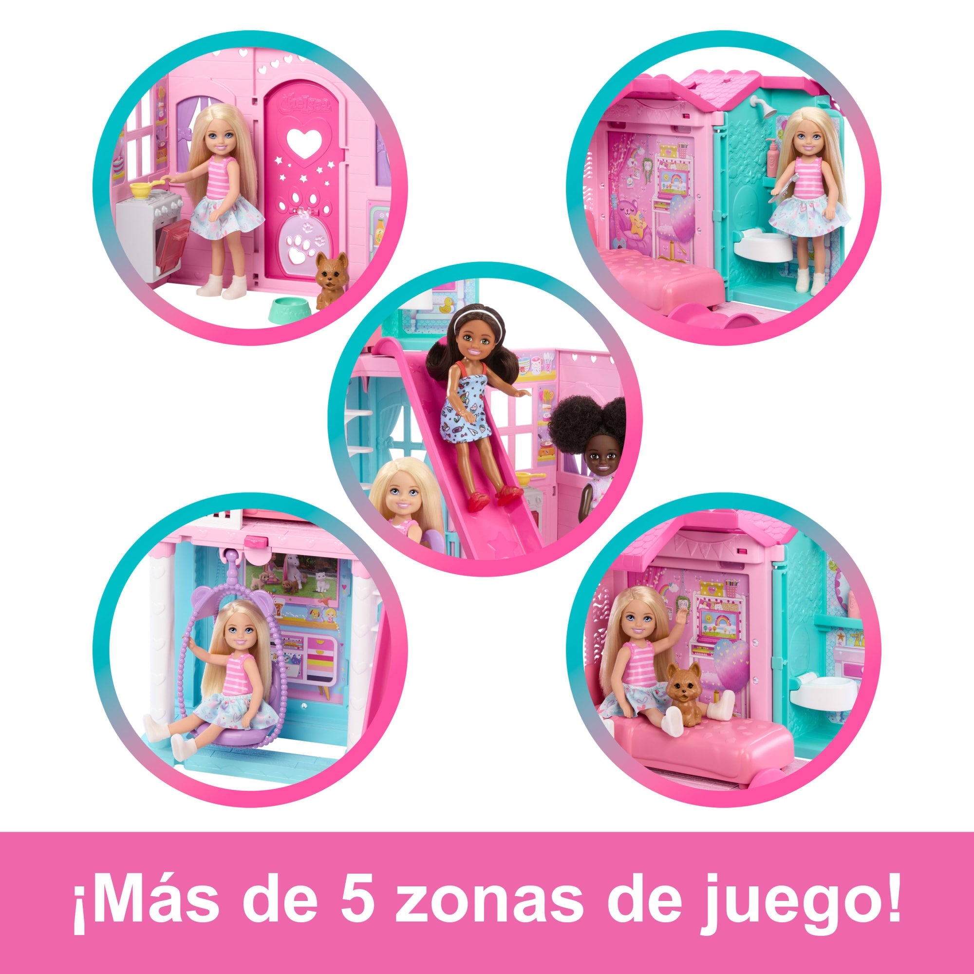 Casa De Muñecas Desplegable De Chelsea De Barbie Con Muñeca Y Más De 15 Accesorios, La Casa Se Amplía A Más De 43,2X33Cm