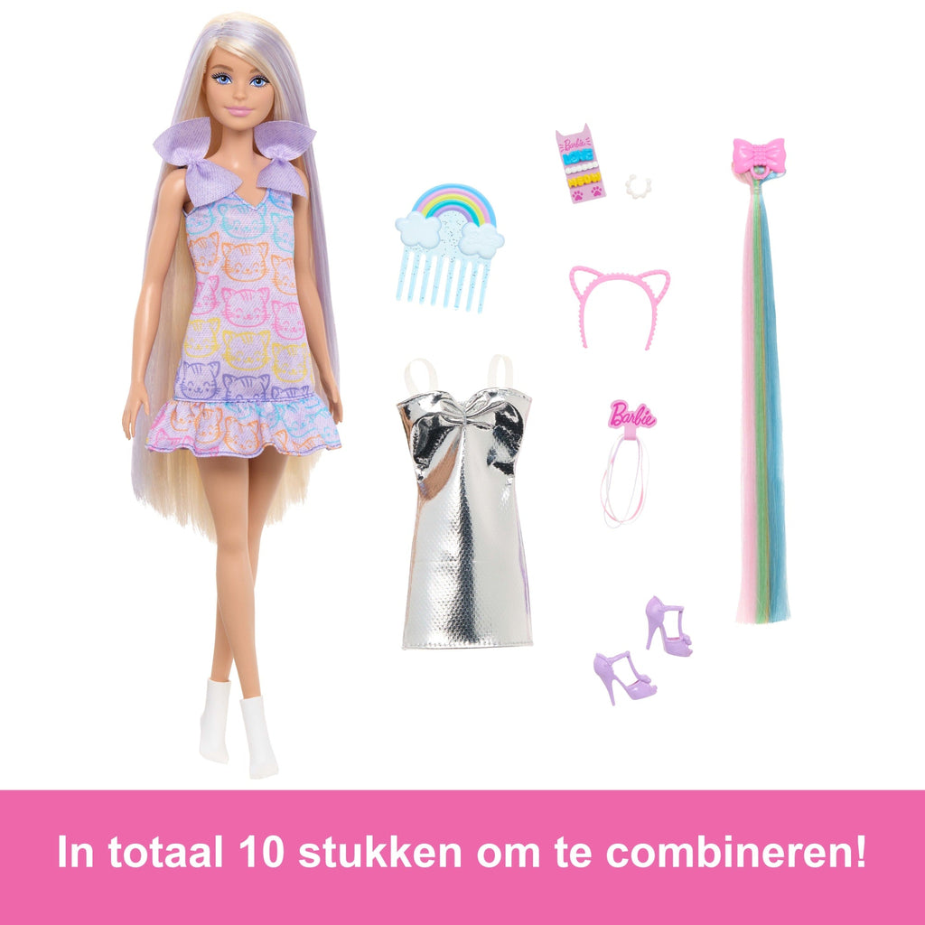 Barbie Fun & Fancy Pop En Accessoires, Blonde Modepop Met Extra Lang Haar En 2 Looks