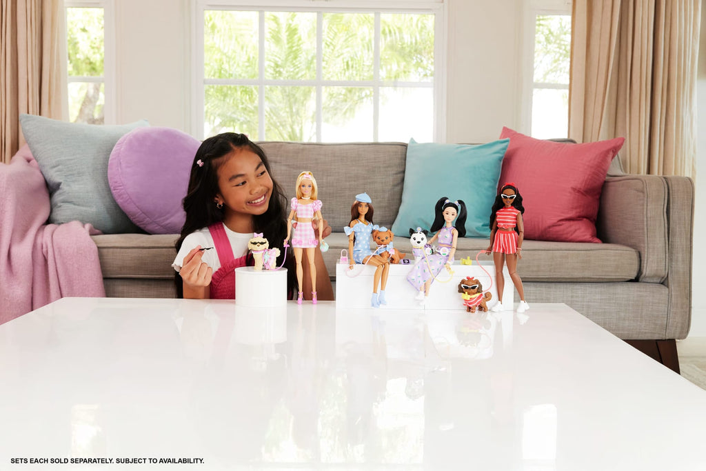 Barbie Twinning Looks Modepuppe Mit Hündchen, Zusammenpassende Rosa Outfits Und Accessoires, Blond