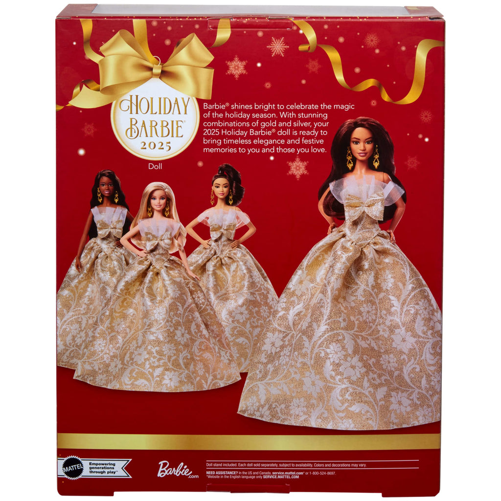 Συλλεκτική Κούκλα Barbie Holiday 2025, Καστανομάλλα Με Ασημί Και Χρυσαφί Τουαλέτα,