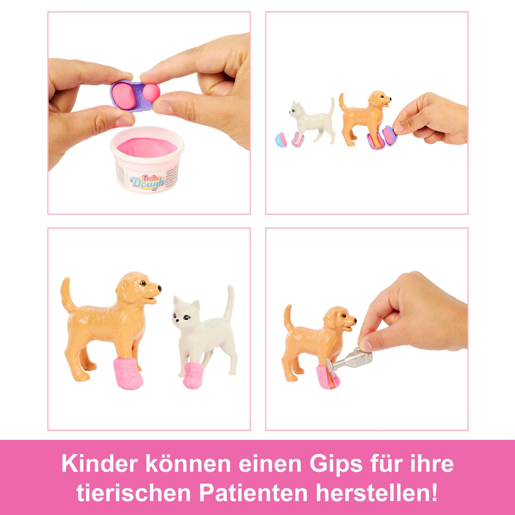 Barbie Gute Besserung“ Tierkrankenstation-Spielset Aus Modepuppe Mit Rosa Gefärbten Haaren, Tierarzt-Möbeln Und Mehr Als 10 Zubehörteilen