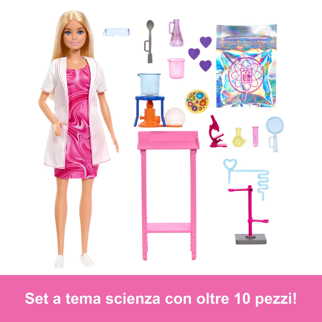 Barbie Scienziata Bambola Bionda E Accessori Come Tavolo Da Laboratorio E Accessori Cambia Colore