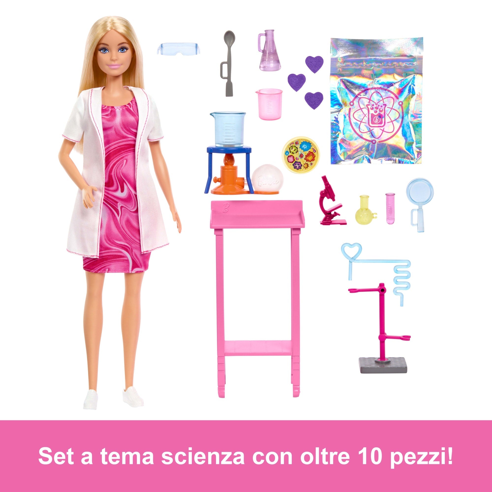 Barbie Scienziata Bambola Bionda E Accessori Come Tavolo Da Laboratorio E Accessori Cambia Colore