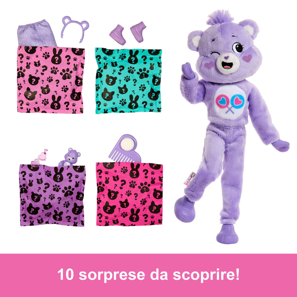 Bambola Barbie Cutie Reveal Serie Care Bears Con Accessori in Costume Di Peluche Share Bear, 10 Sorprese