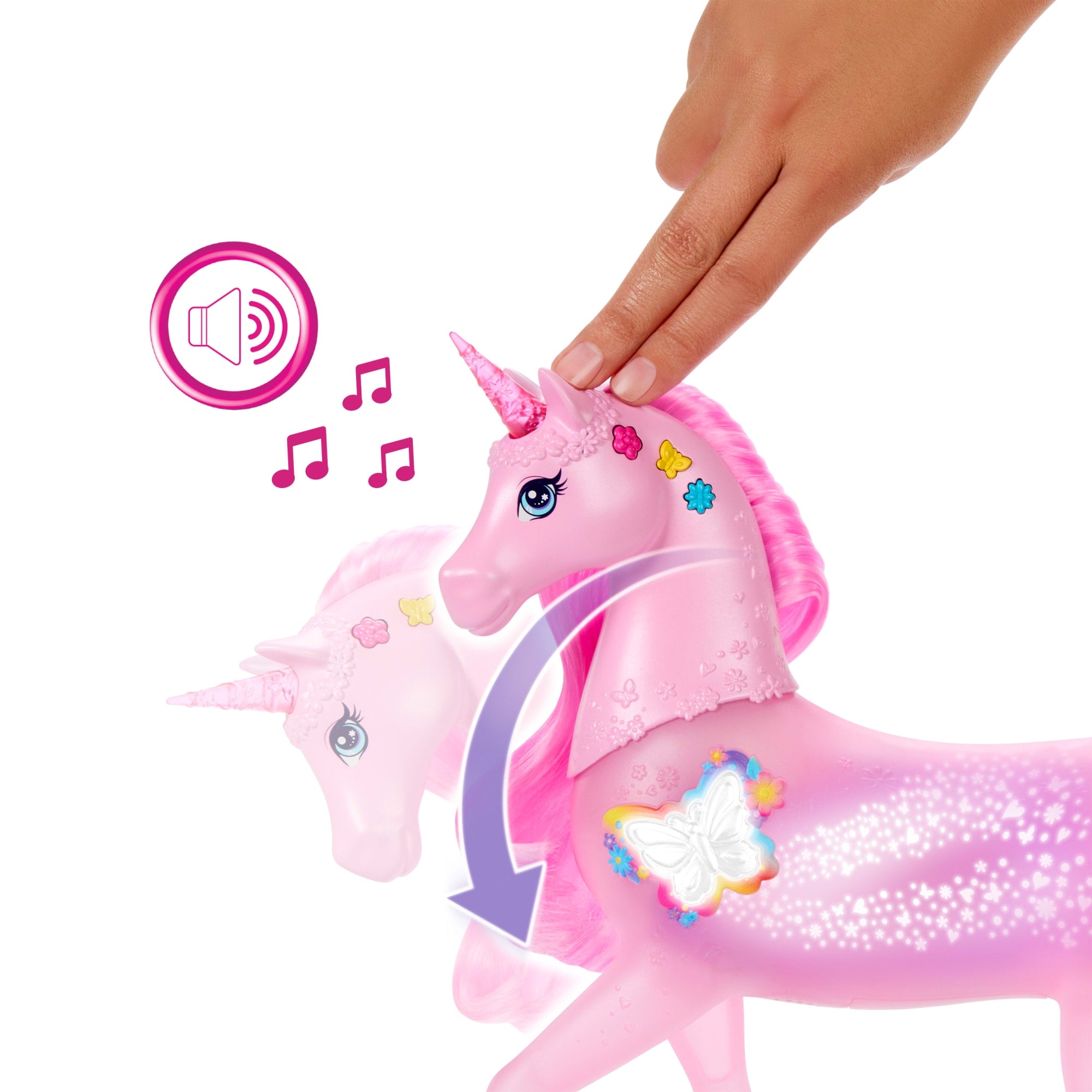 20 Interaktif Işık, Ses Ve Müzik Kombinasyonu Bulunan Barbie Işıltılı Tek Boynuzlu At Oyuncağı