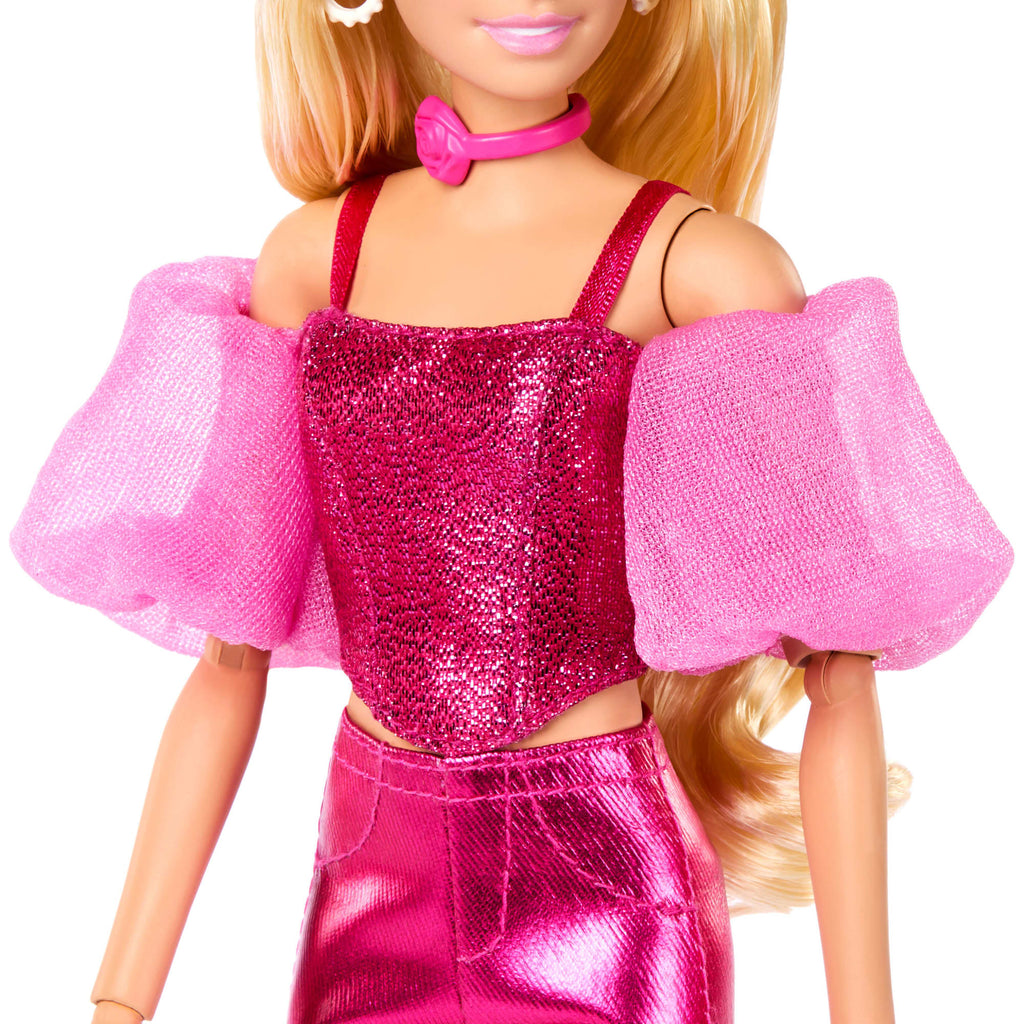 Barbie-Poupée Deluxe Style-Avec Tenue Rose Métallisé Et Cheveux Blonds