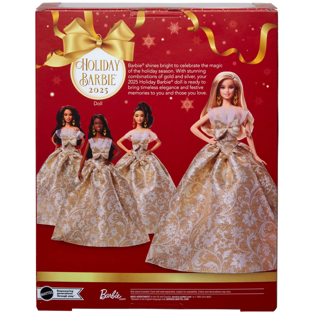 Barbie-Poupée Barbie Joyeux Noël 2025-Avec Robe Argent Et Or