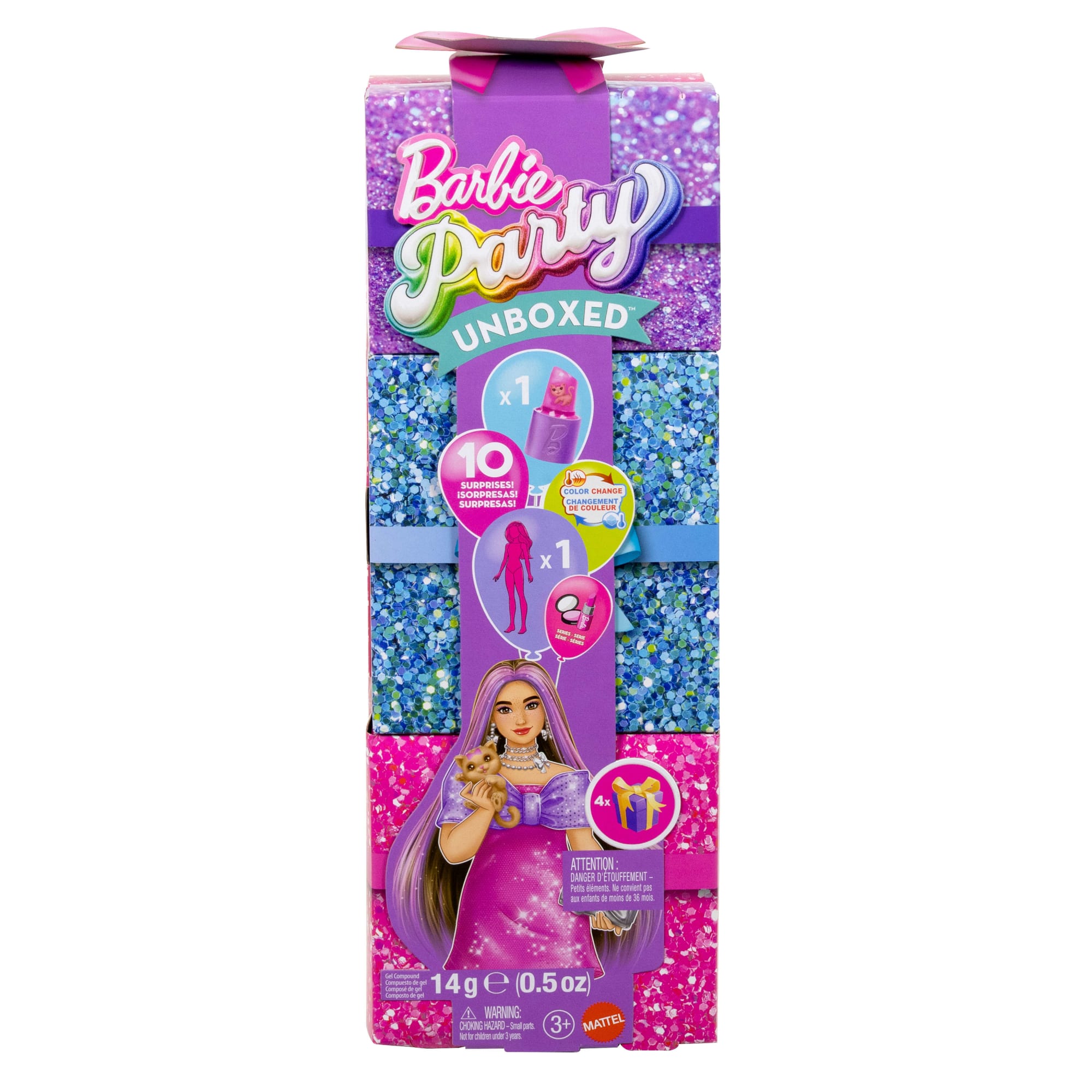 Barbie Party Unboxed Serie Festa Glamour Bambola Rosa Brillante E Accessori, Con 10 Sorprese