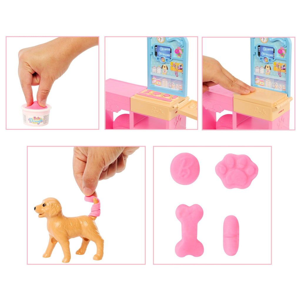 Conjunto Clínica Veterinaria De Barbie Con Muñeca De Pelo Rosa, Muebles De Consulta Veterinaria Y Más De 10 Accesorios