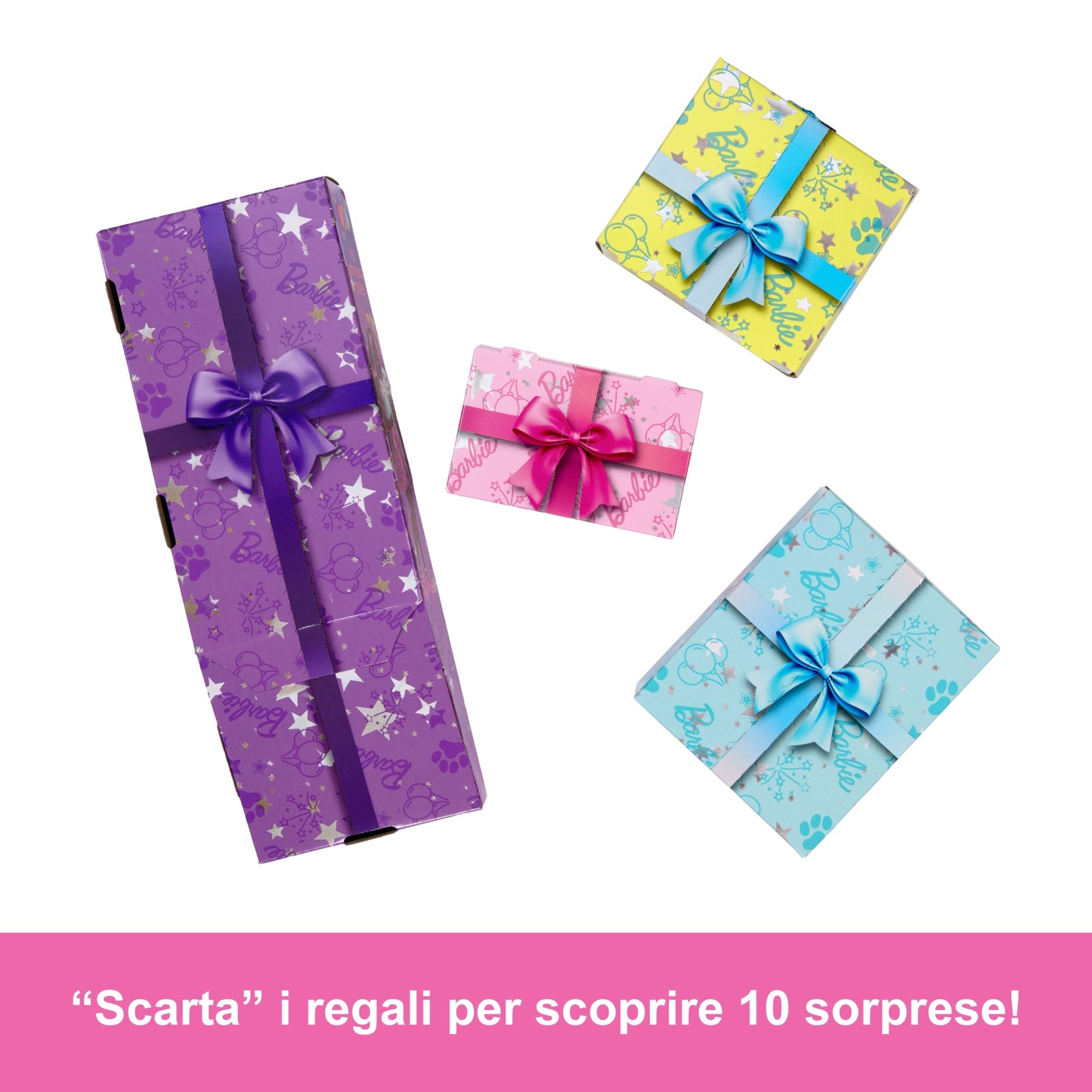 Barbie Party Unboxed, Serie Compleanno Del Cucciolo, Bambola Shimmerin’ Hearts E Accessori, Con 10 Sorprese