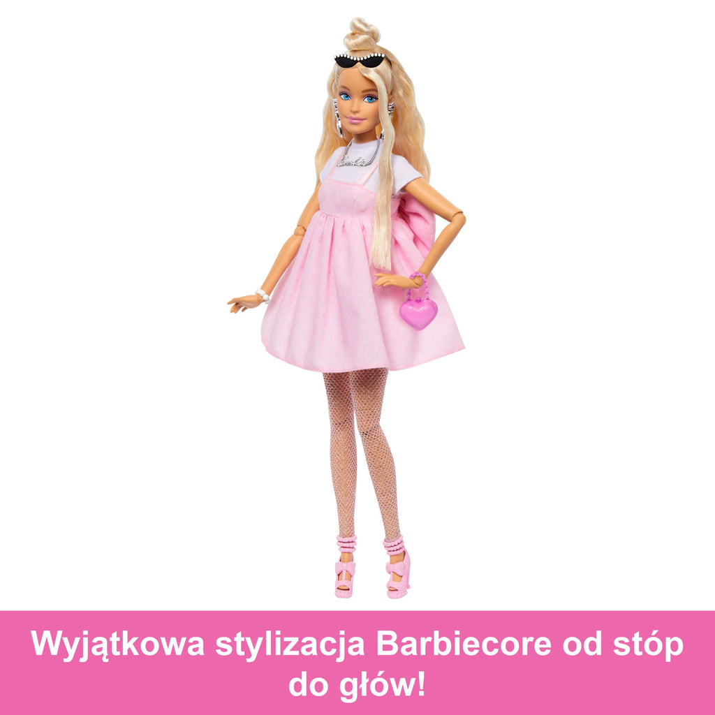 Barbie Deluxe Style Lalka #3 Różowa sukienka z dużą kokardą Zabawka 4+