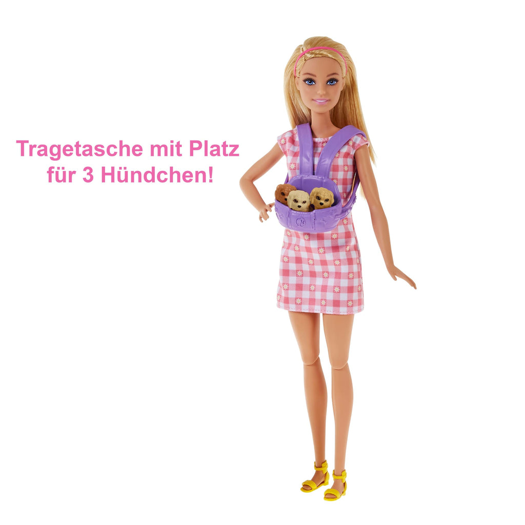 Barbie Puppe (Blond) Mit Hund & Welpen, Set Inkl. Zubehör