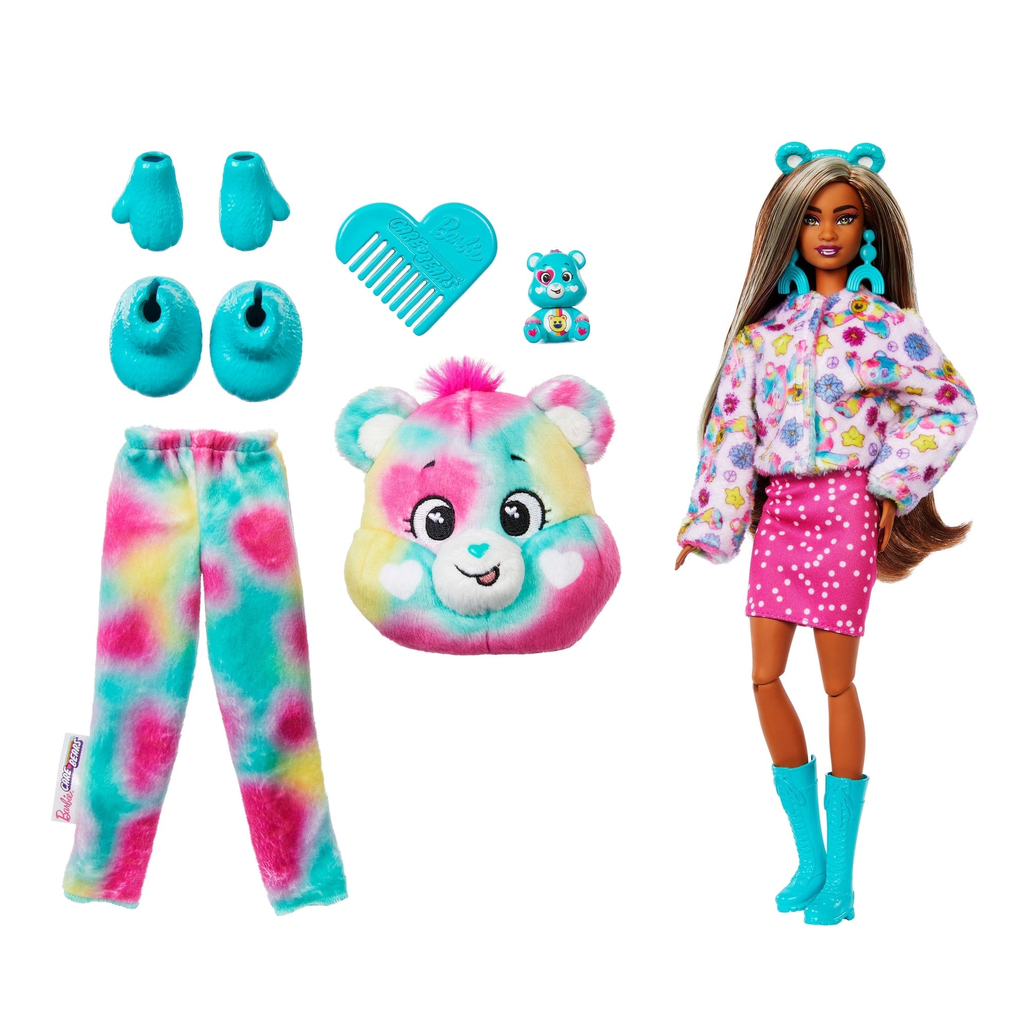 Barbie Cutie Reveal Care Bears Serie 2 Good Vibes Bear Con 10 Sorprese, Bambola E Accessori