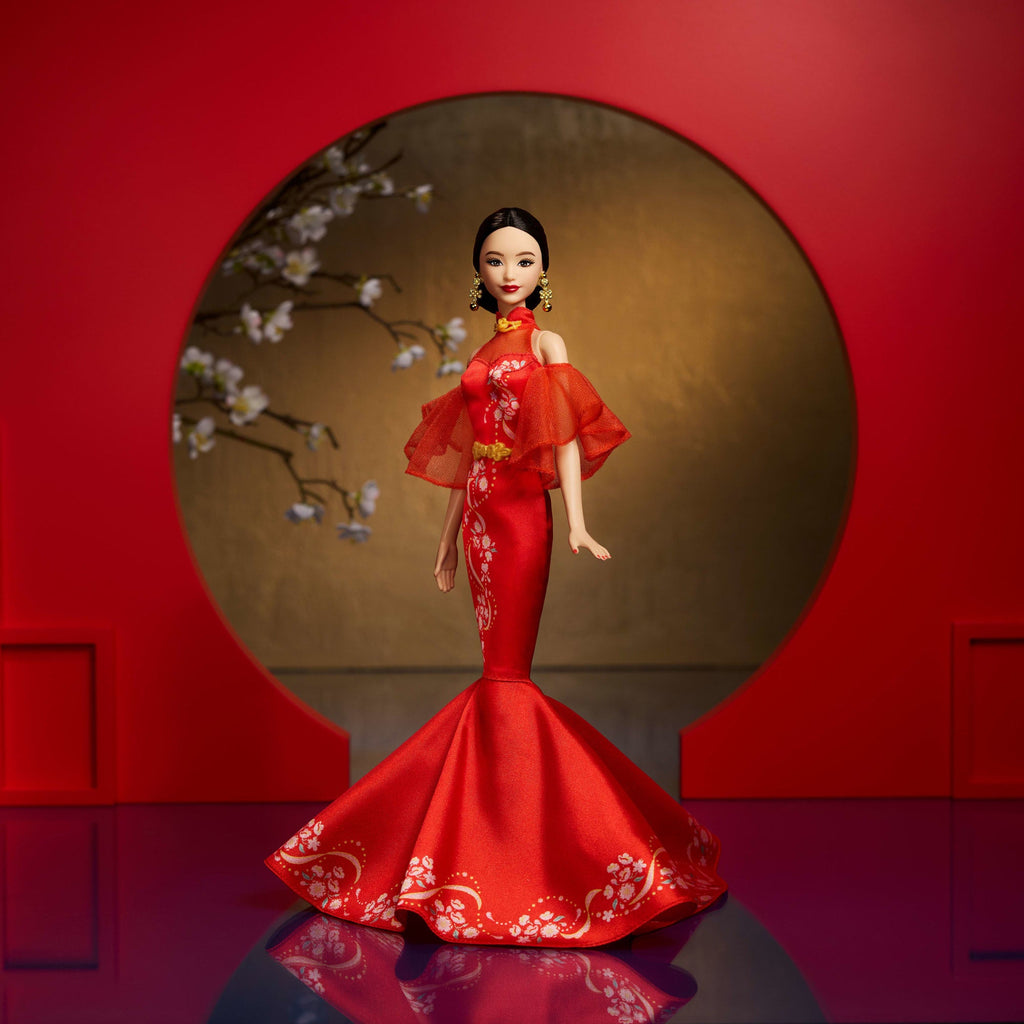 Barbie Signature Chinees Nieuwjaar Barbie Pop, Verzamelobject in Qipao Japon, Met Goudkleurige Accessoires
