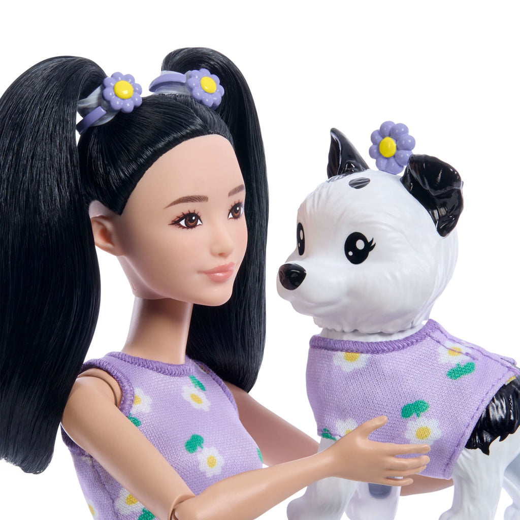Barbie Jednakowa stylizacja Lalka i piesek – Kwiatki Zestaw lalka, figurka i akcesoria Zabawka 3+