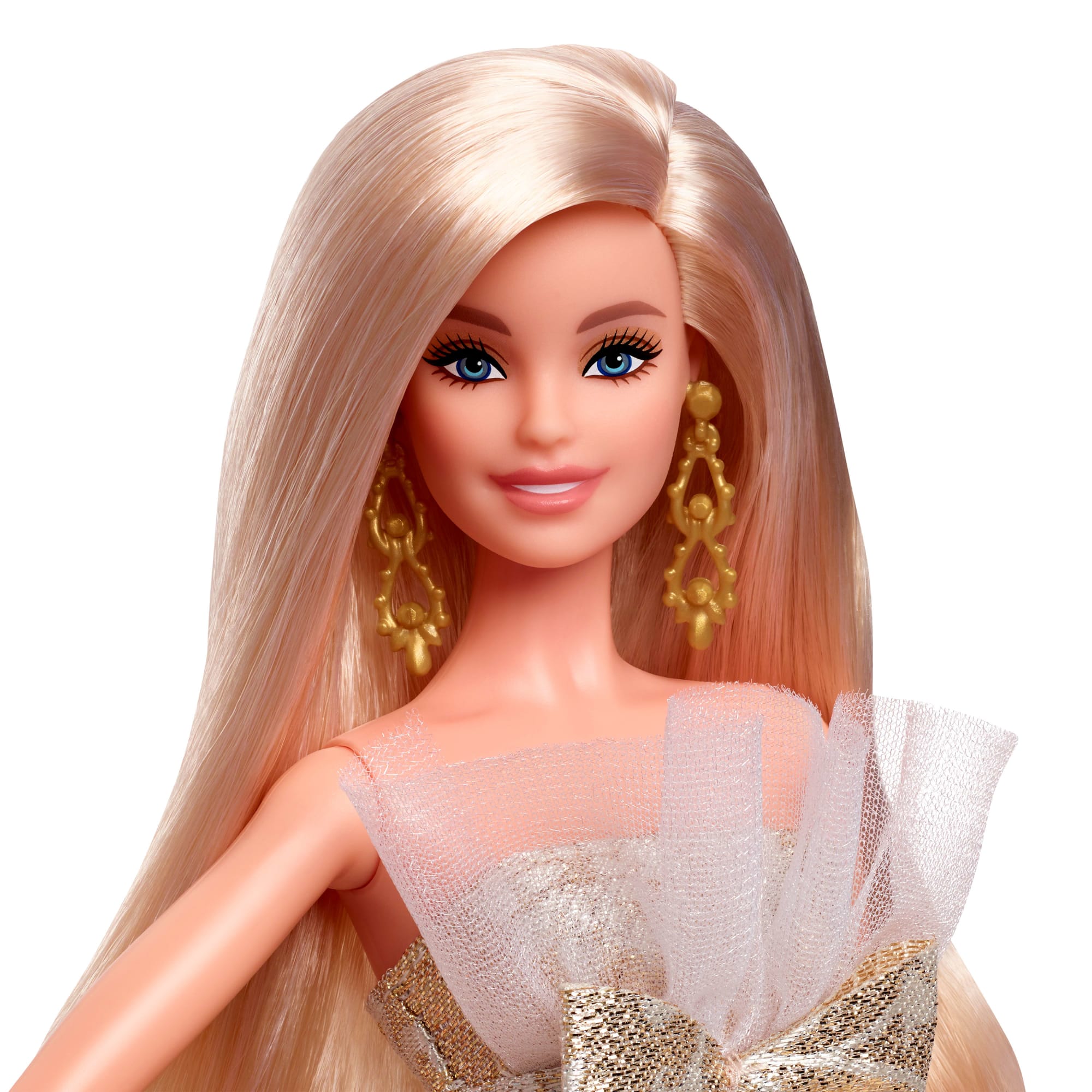 Muñeca De Moda Barbie Felices Fiestas 2025 De Barbie Signature, Muñeca De Temporada Para Coleccionistas, Pelo Rubio Y Vestido Dorado Y Plateado
