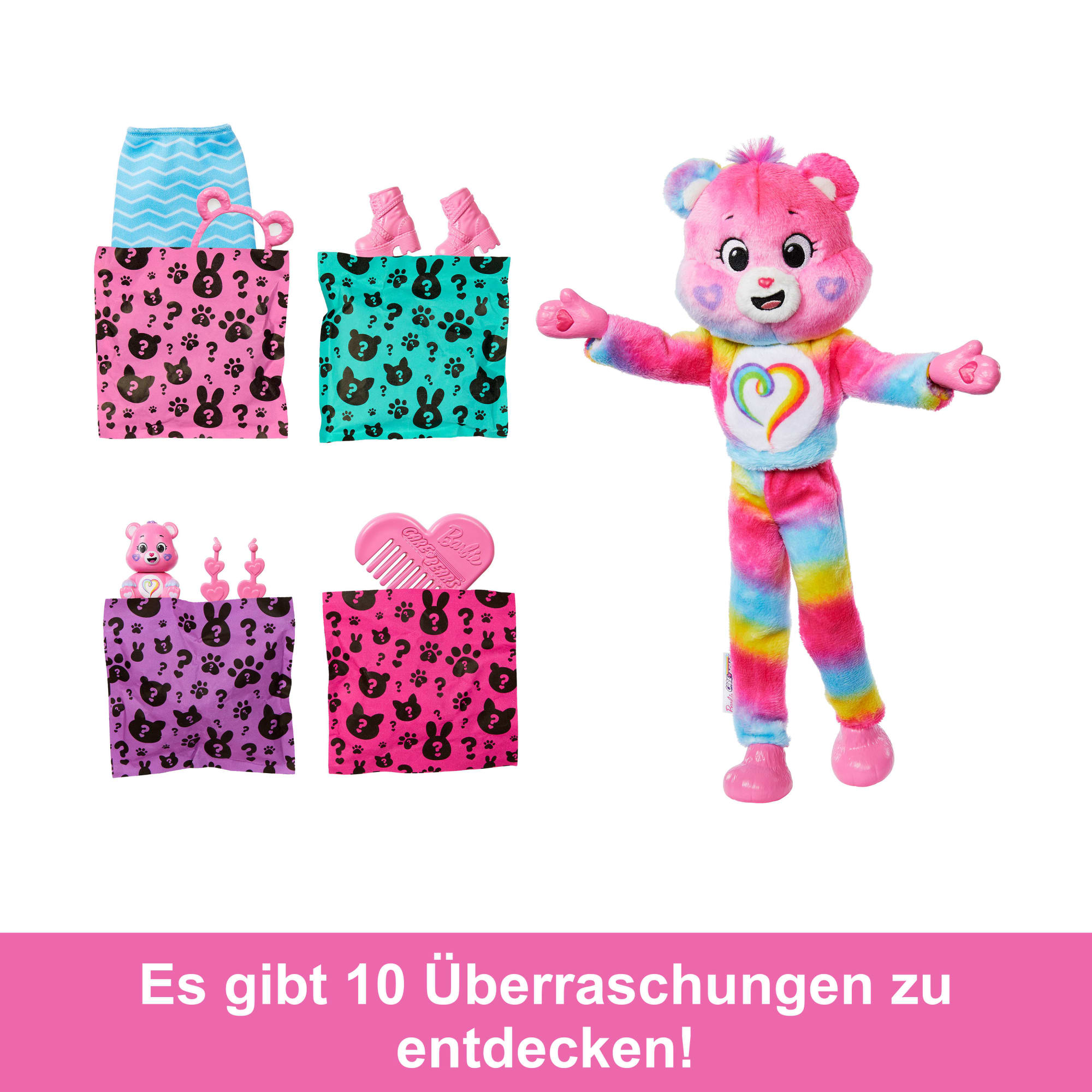 Cutie Reveal Barbie-Puppe Mit Accessoires, Glücksbärchis-Serie 2, Zusammengehörigkeitsbärchi Mit 10 Überraschungen