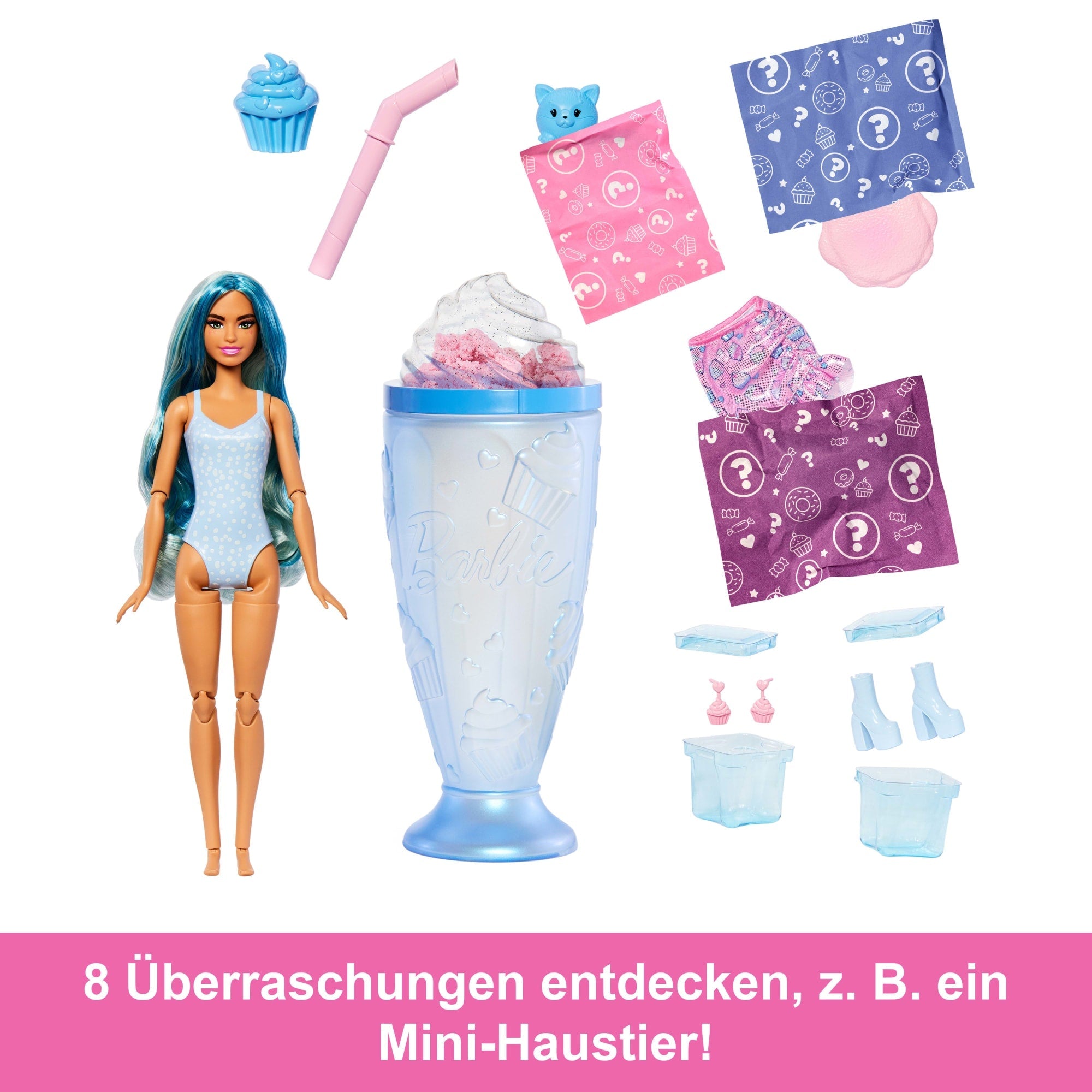 Barbie Pop Reveal Sweet Treat-Serie Set Aus Puppe Und Zubehör, Cool Cupcake Modepuppe Und Haustier