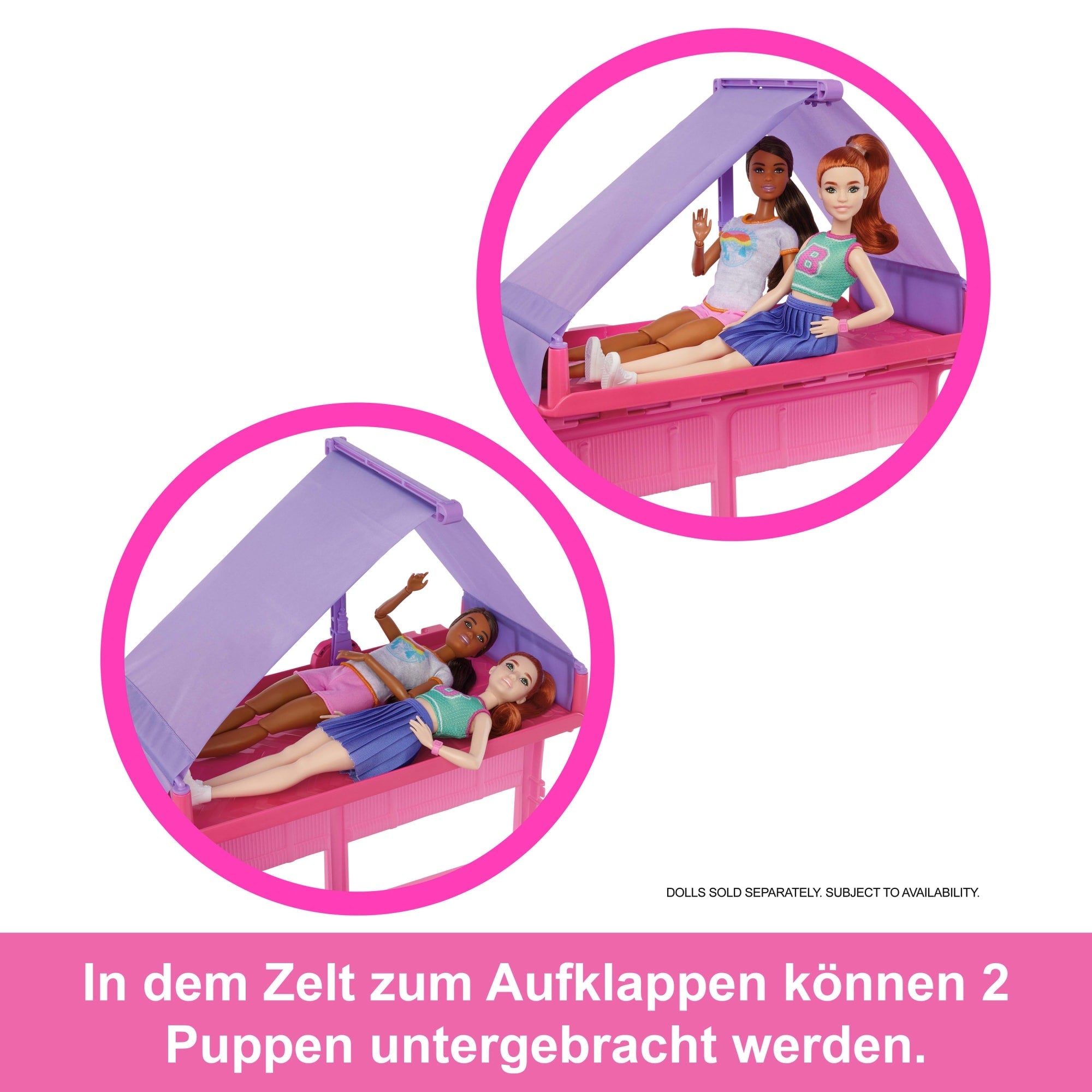 Barbie Super Abenteuer-Camper Spielset Mit Dachzelt, Grill Mit Farbwechseleffekt Und Über 60 Zubehörteilen