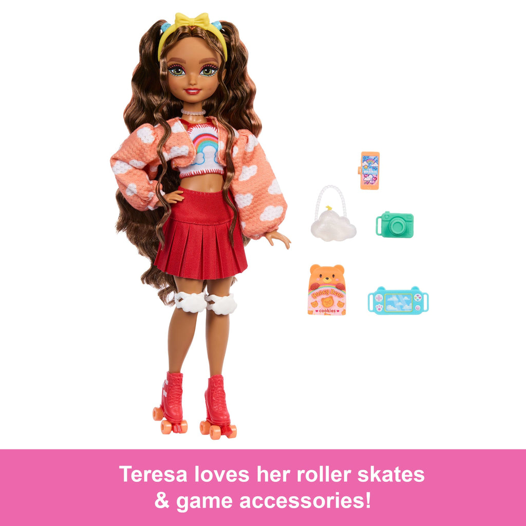 Dream Besties Barbie Teresa Roller Skating Fashion Doll With 9 Video Game Themed Accessories