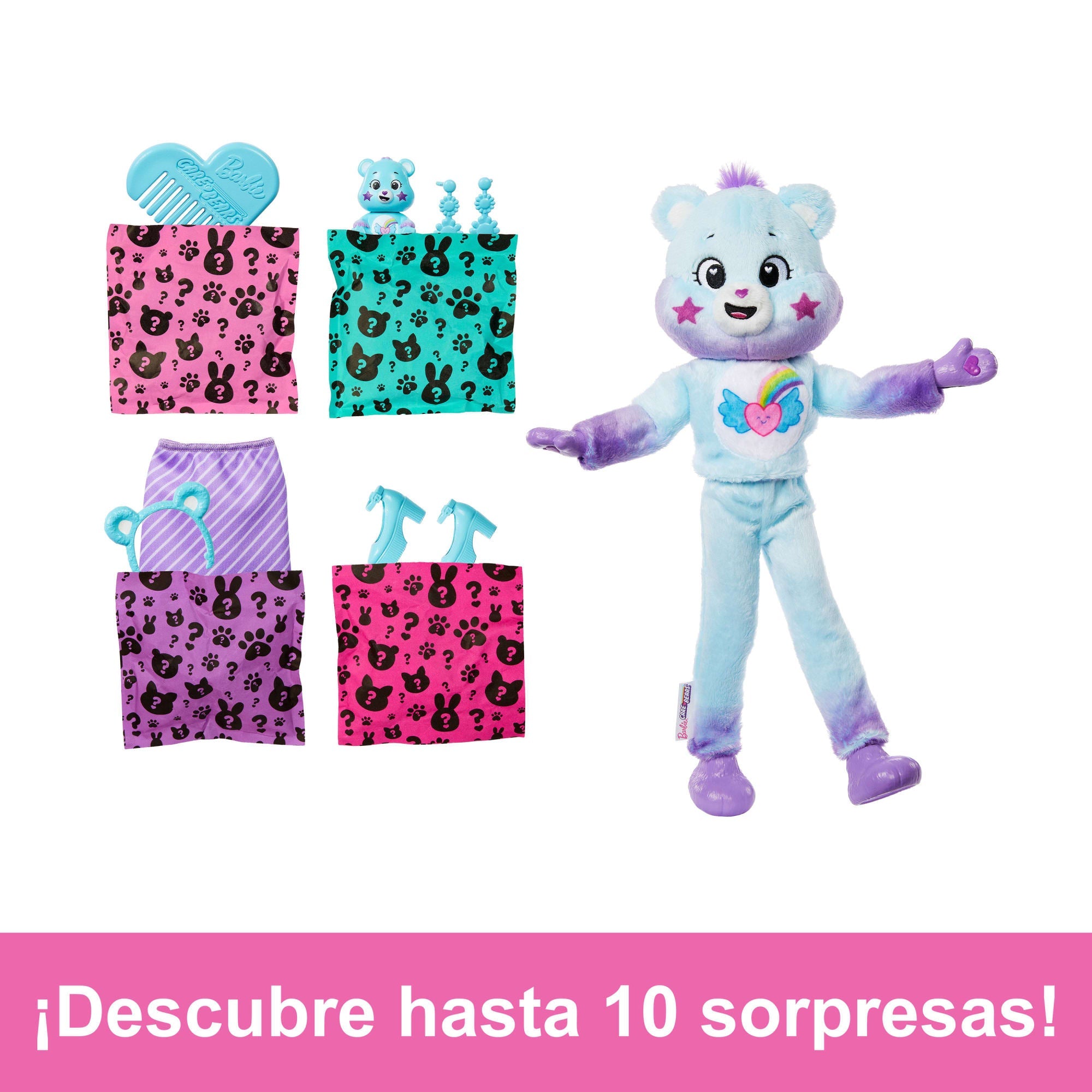 Muñeca Barbie Cutie Reveal De La Serie 2 De La Colección Care Bears Con Accesorios, Osito Dream Bright Bear Con 10 Sorpresas