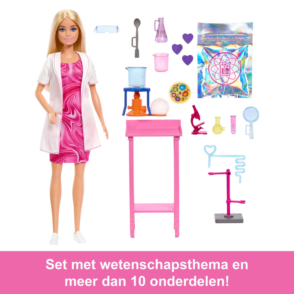 Barbie Wetenschapper, Pop En Accessoires, Met Blonde Modepop, Laboratoriumtafel, En Van Kleur Veranderende Accessoires