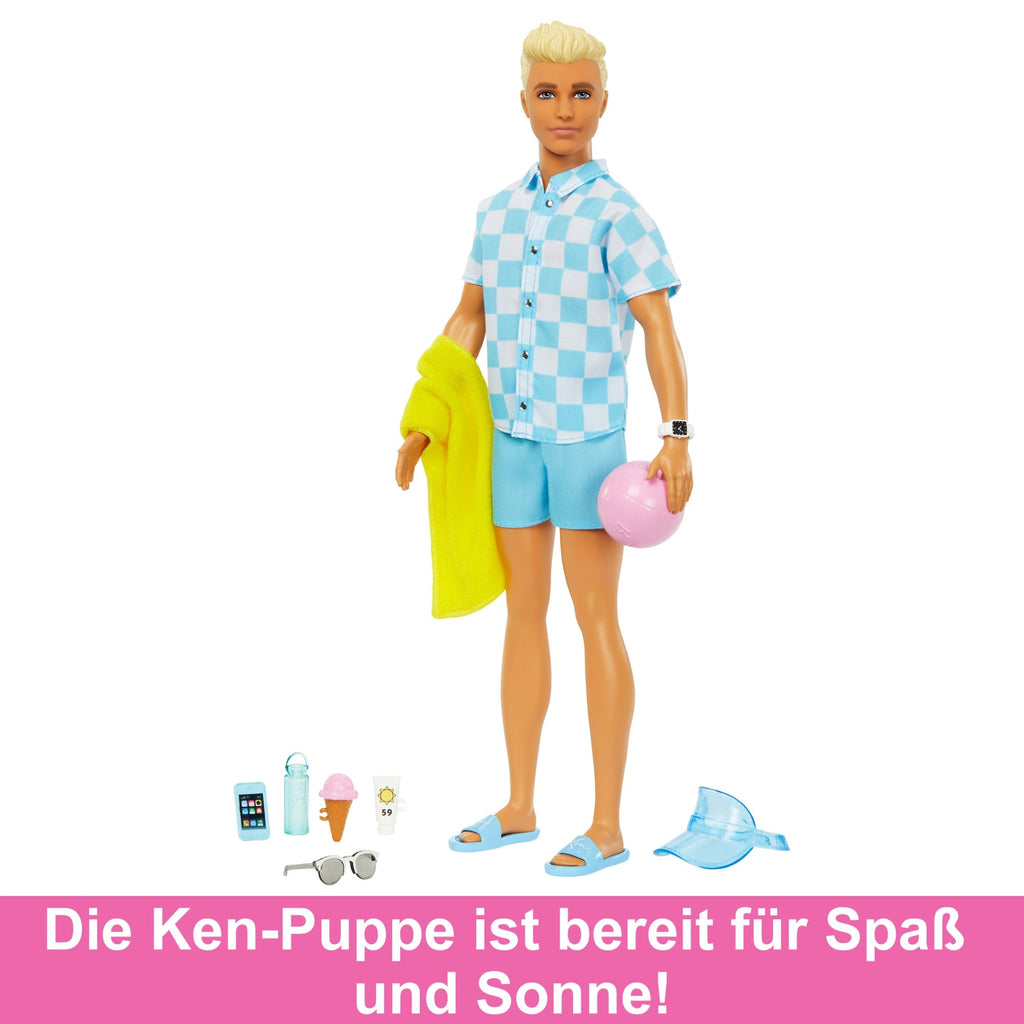Blonde Ken-Puppe Mit Badehose Und Strand-Accessoires