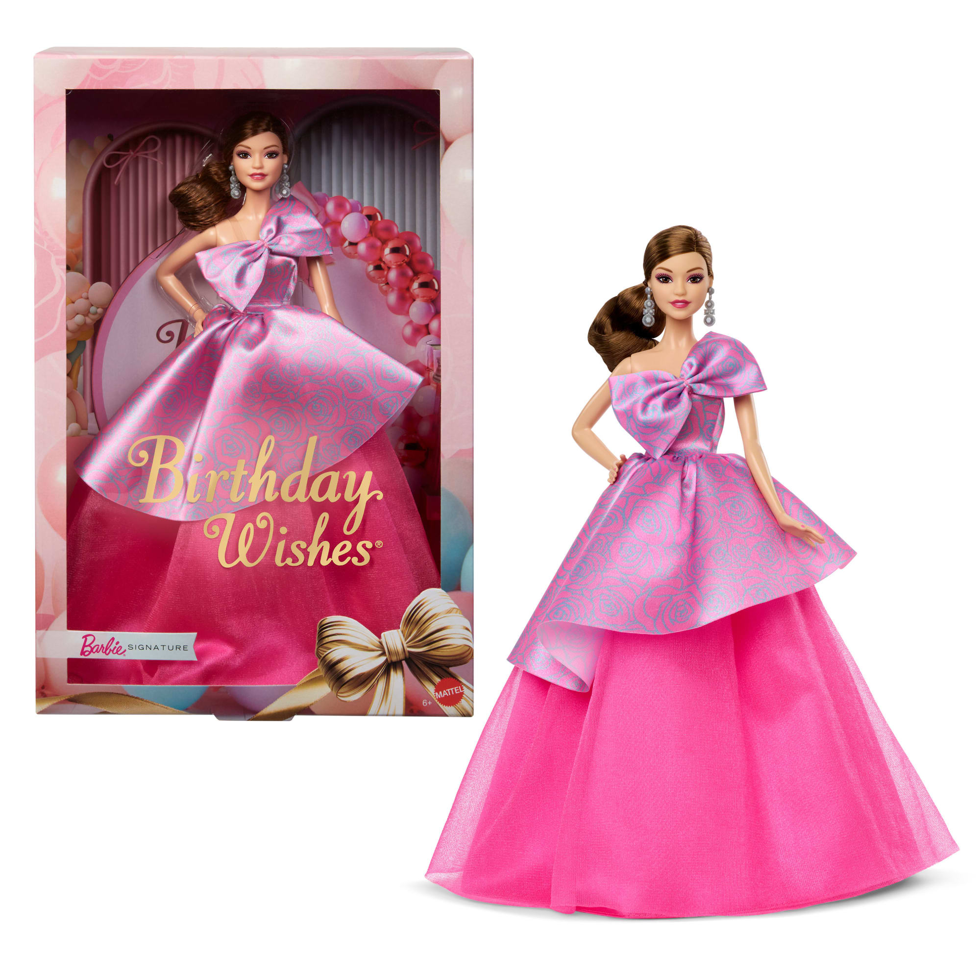 Satenimsi Pembe Elbisesiyle Koleksiyona Uygun Barbie Signature Doğum Günü Prensesi Bebek