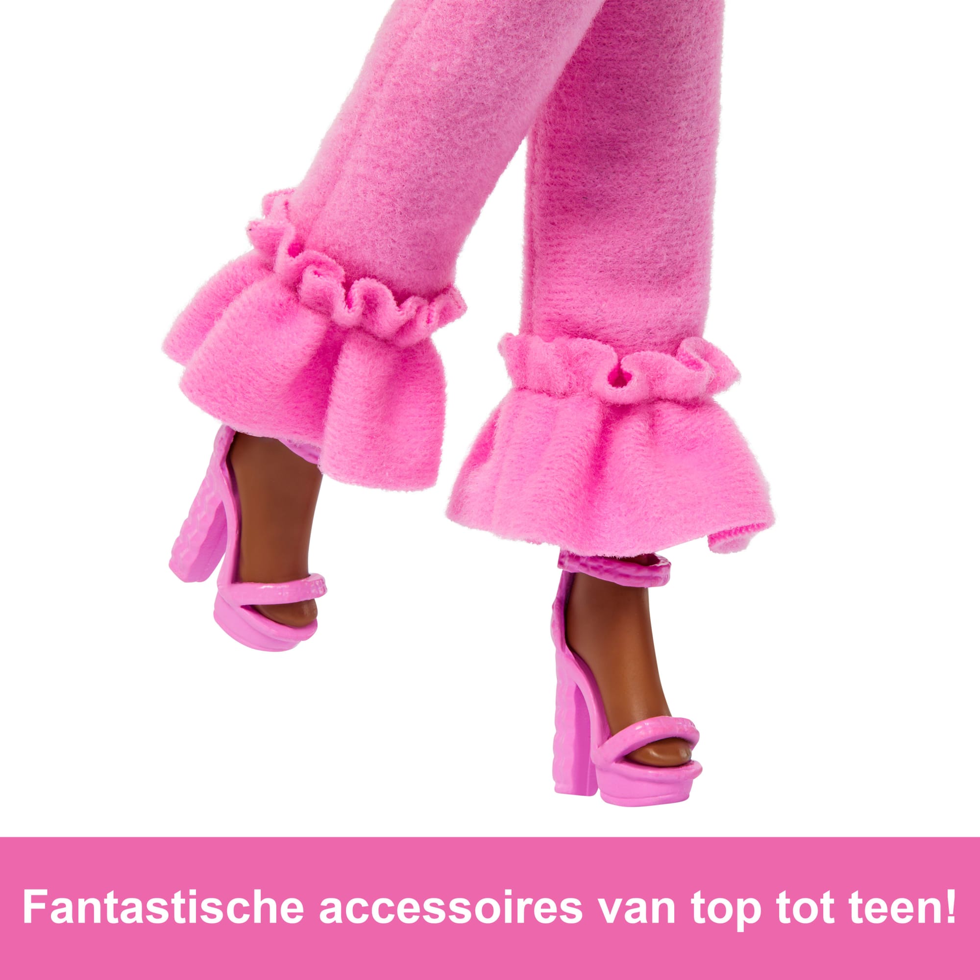 Barbie Luxe Stijl Pop Nr. 4 in Zachtroze Jumpsuit, Roze-Bruin Ingevlochten Haar