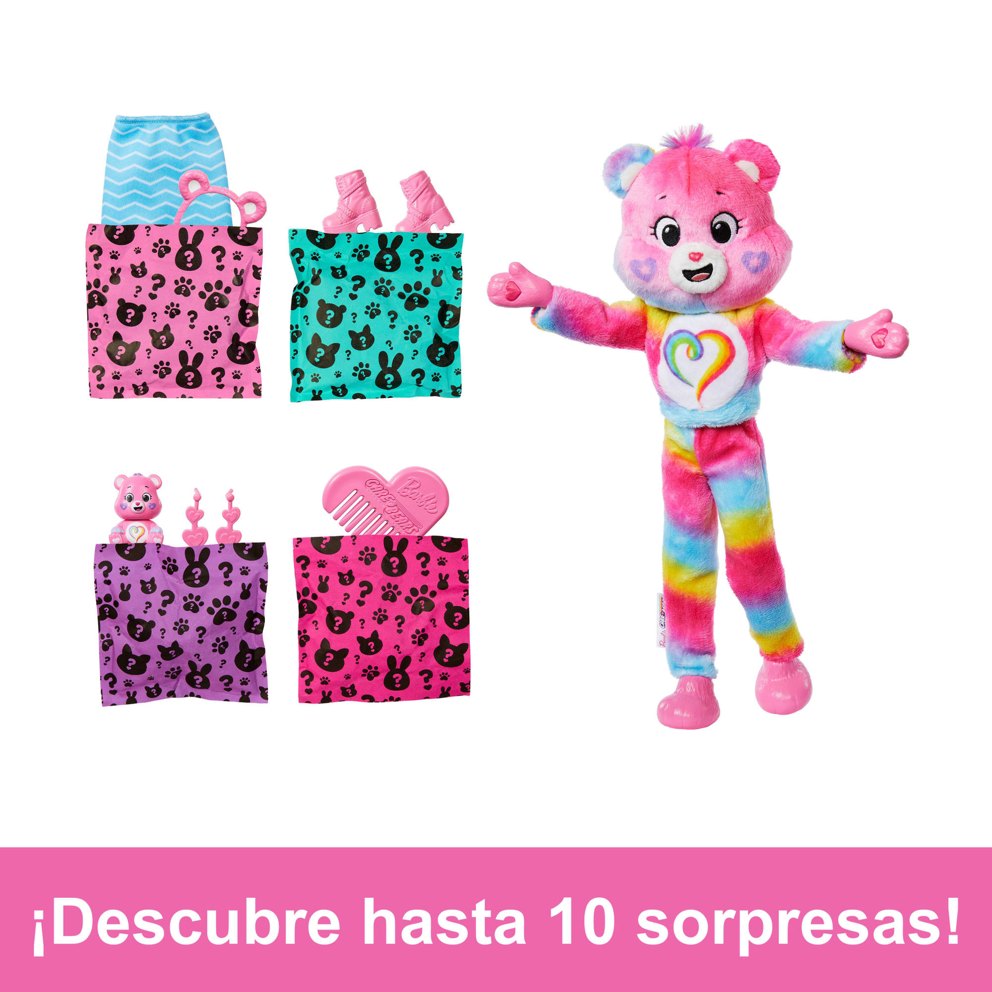 Muñeca Barbie Cutie Reveal De La Serie 2 De La Colección Care Bears Con Accesorios, Osito Togetherness Bear Con 10 Sorpresas