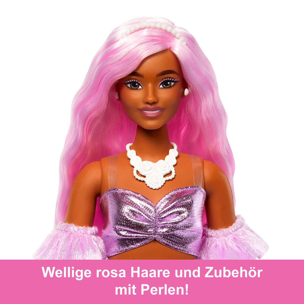 Barbie Deluxe Style-Puppe Nr. 1 Mit Glänzendem Rosa Barbiecore-Kleid, Samthandschuhen Und Rosa Haaren