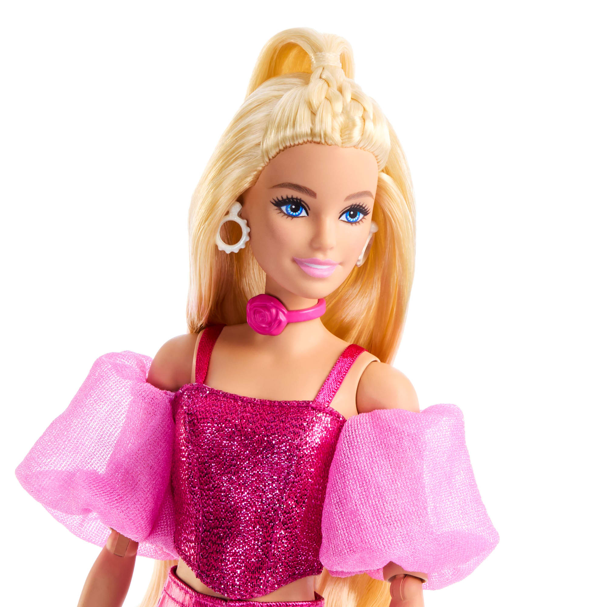 Barbie-Poupée Deluxe Style-Avec Tenue Rose Métallisé Et Cheveux Blonds