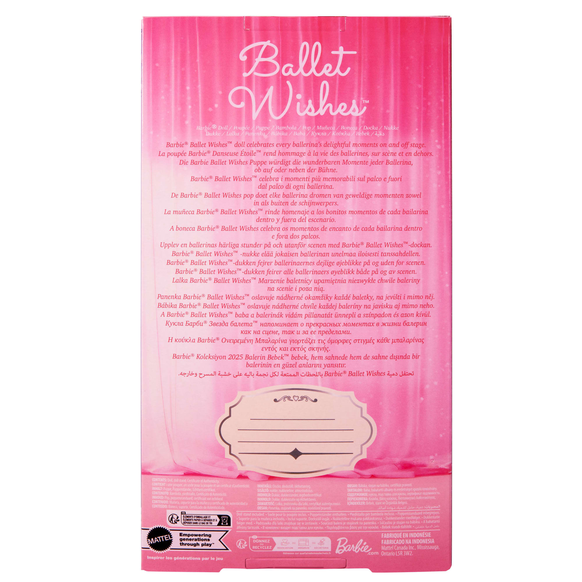 Satenimsi Pembe Tütüsüyle Koleksiyona Uygun Barbie Signature Balerin Bebek