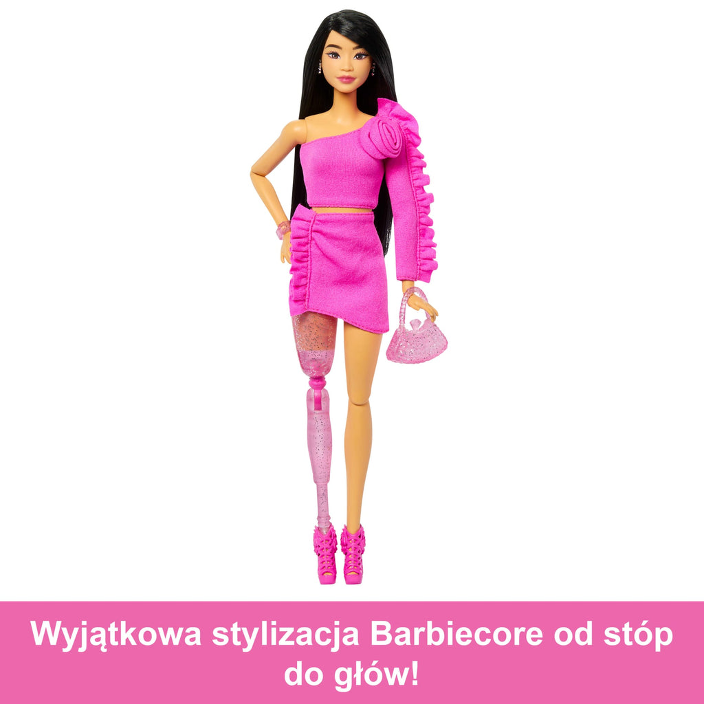 Barbie Deluxe Style Lalka #2 Różowy komplet Falbanki i róża Zabawka 4+
