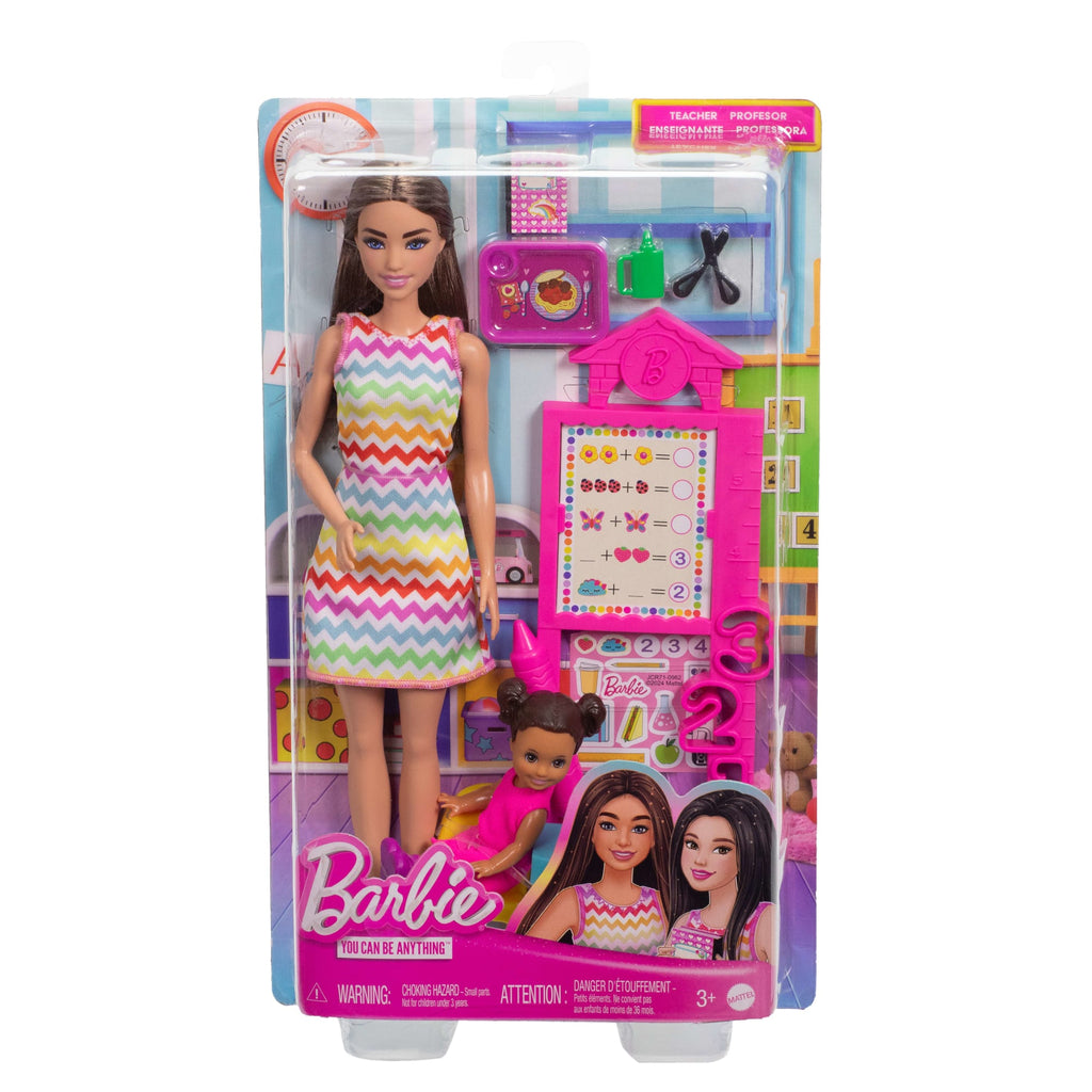 Barbie-Coffret Barbie Professeur-Poupée Brune Et Poupée Enfant