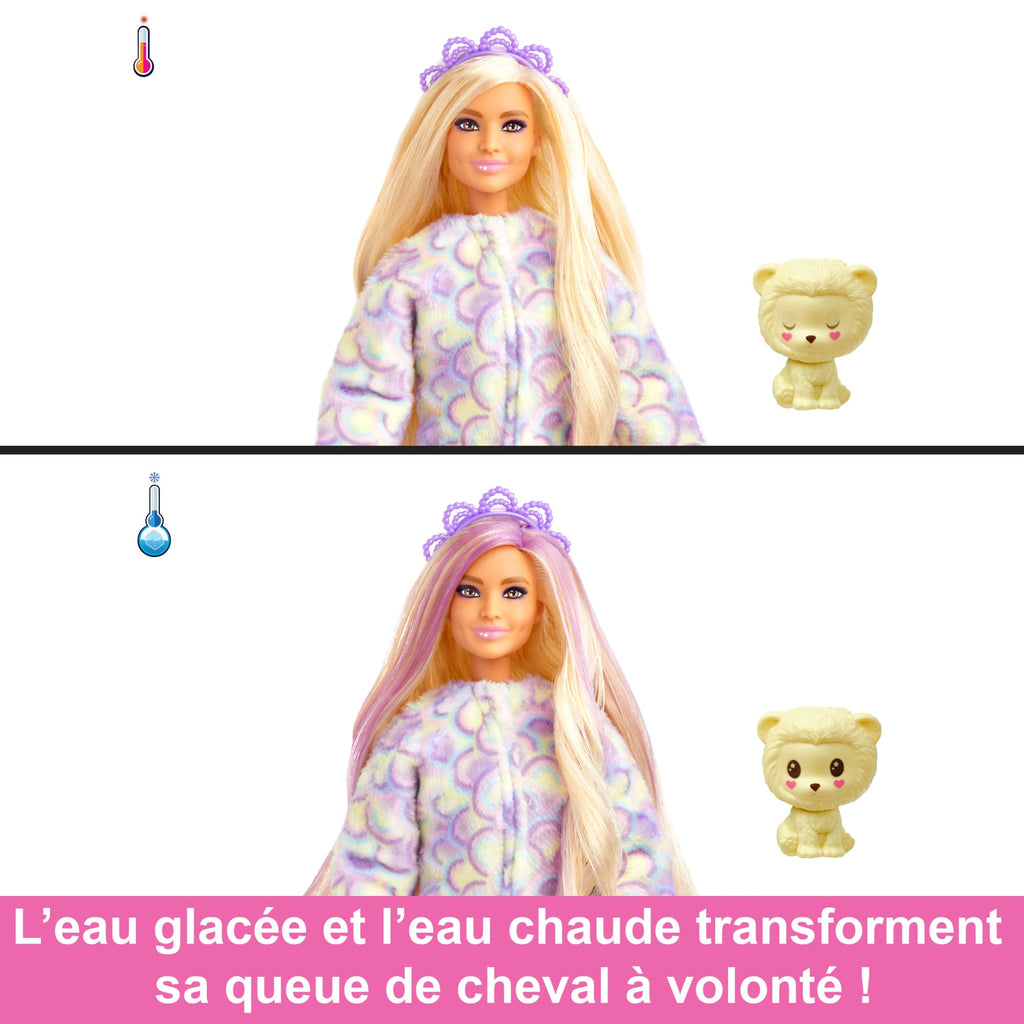 Barbie Cutie Reveal Poupée Barbie et accessoires, costume lion en peluche