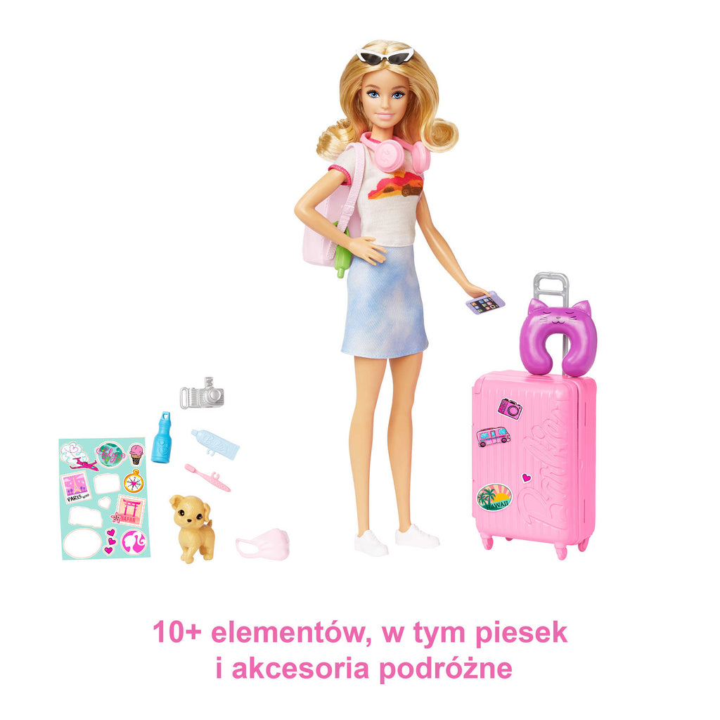 Barbie Malibu w podróży Lalka Zestaw podróżny ze szczeniaczkiem i akcesoriami