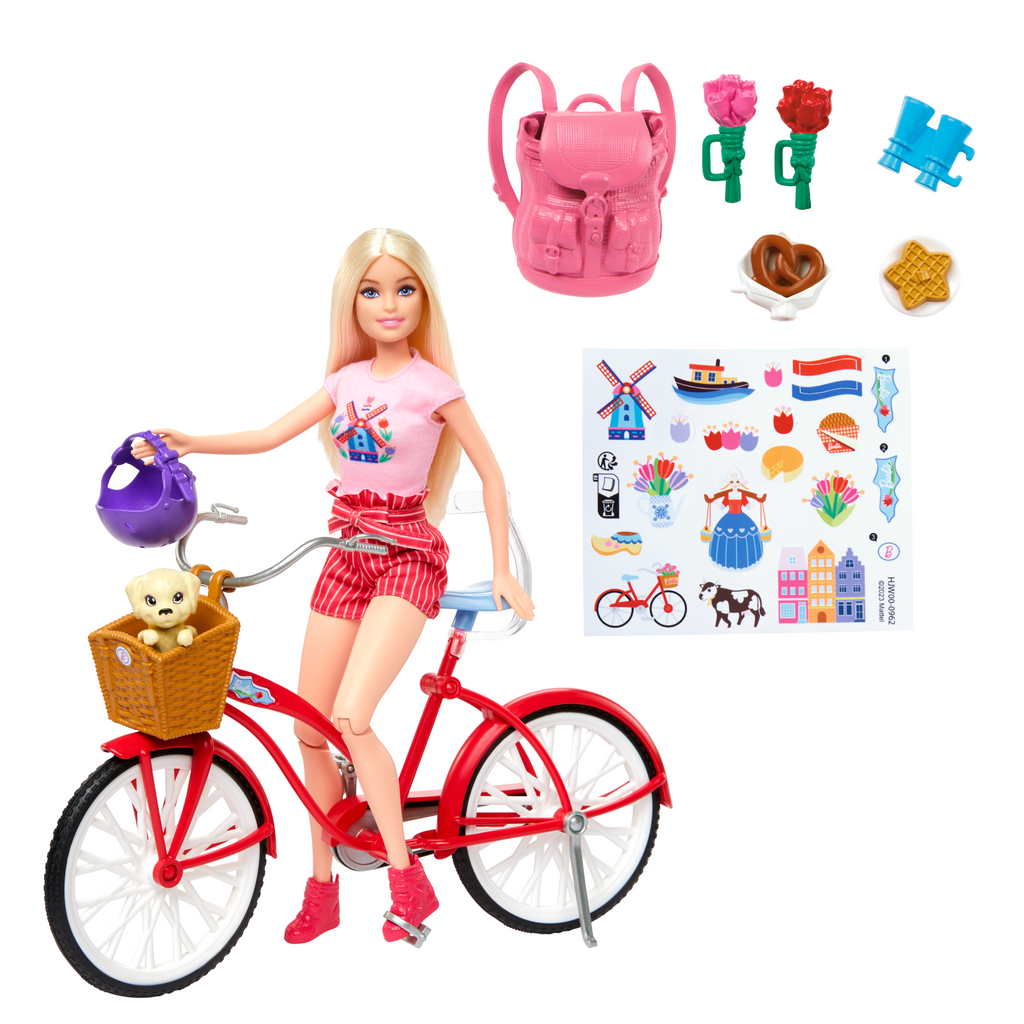 Conjunto De Muñeca De Pink Passport De Barbie De Holanda Con Bicicleta, Ropa Y Accesorios De Pícnic
