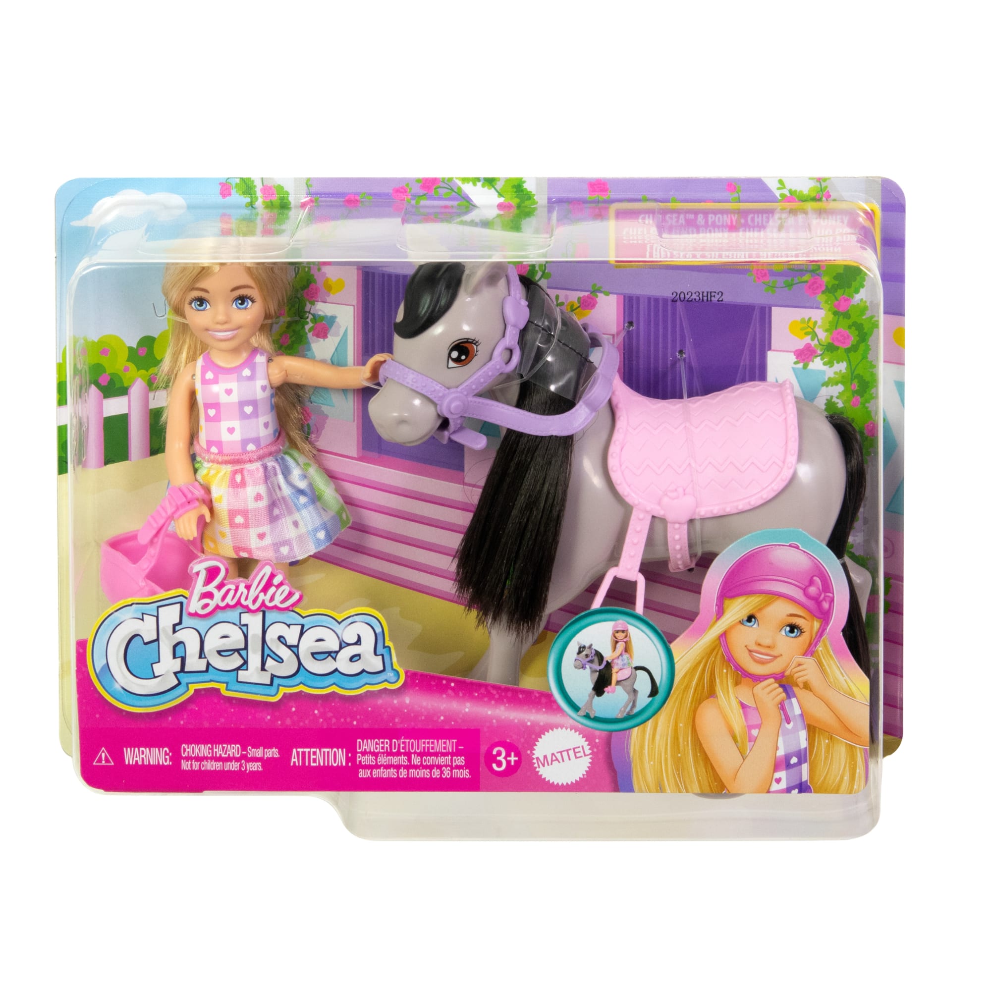 Conjunto De Juguete De Muñeca Barbie Chelsea Y Caballo, Incluye Accesorio De Casco, Las Rodillas De La Muñeca Se Doblan Para 'Montar' En El Pony