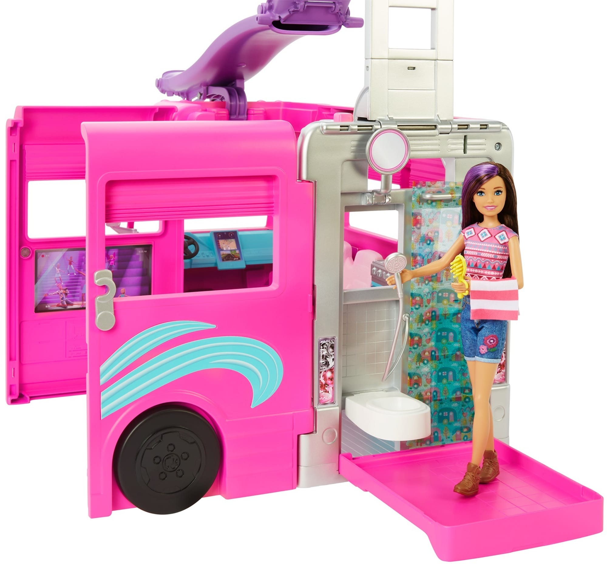 Barbie-Camping-Car Transformable De 76 Cm