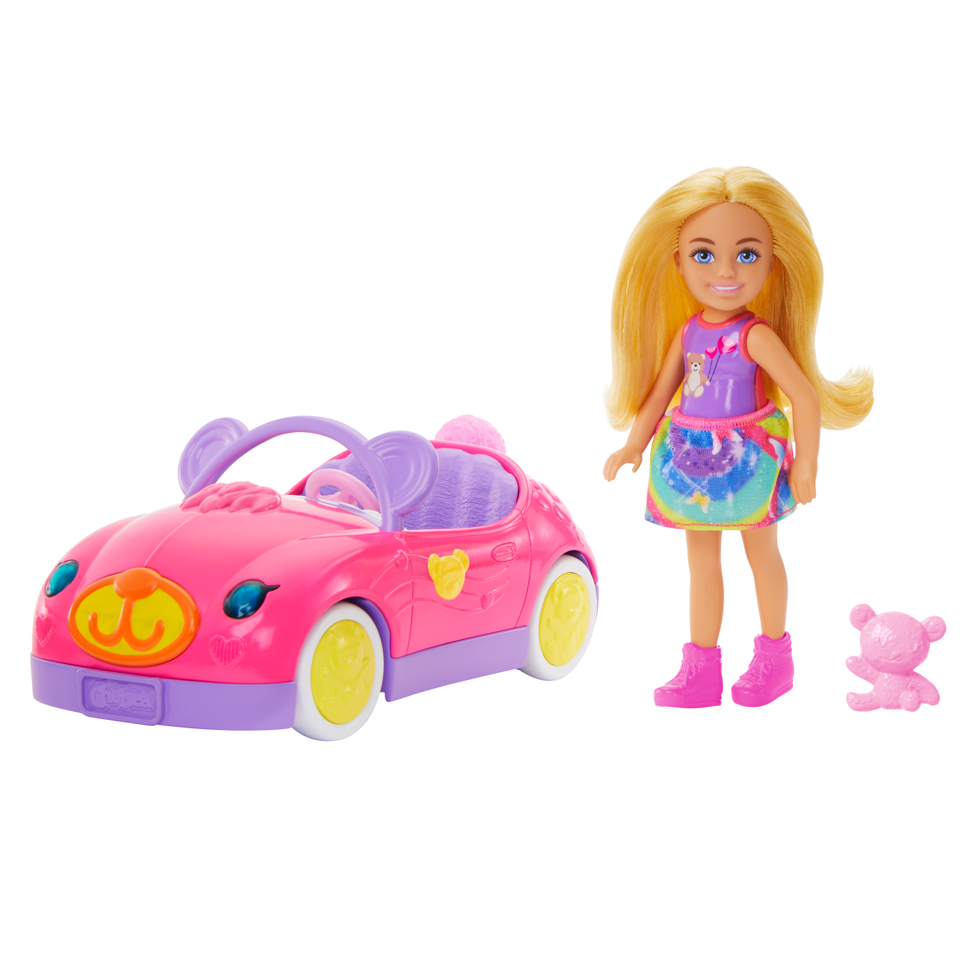 Barbie Chelsea i misiowy pojazd Lalka i samochód dla dzieci Zestaw do zabawy