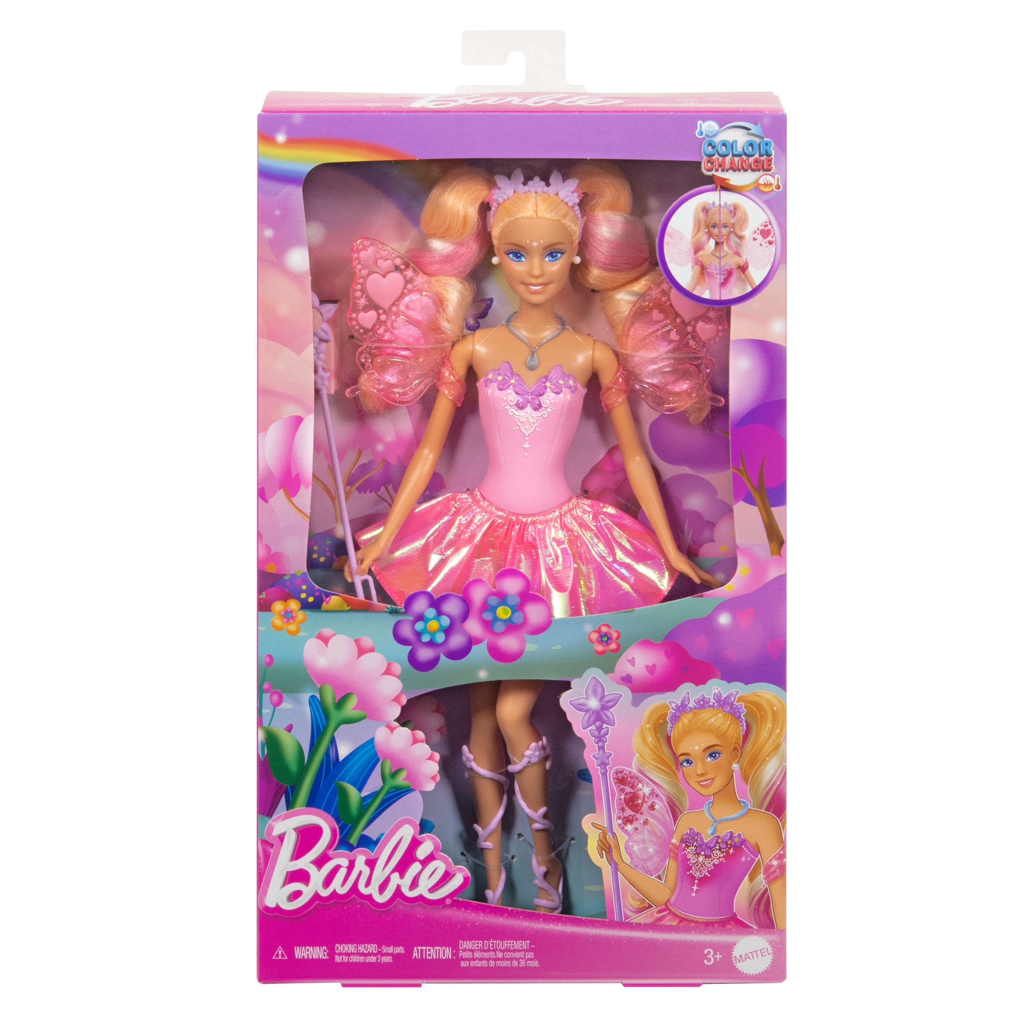 Muñeca Hada Barbie De Fantasía Con Alas Que Cambian De Color Y Conjunto, Incluye Una Varita De Juguete Con Esponja Y Accesorios De Moda