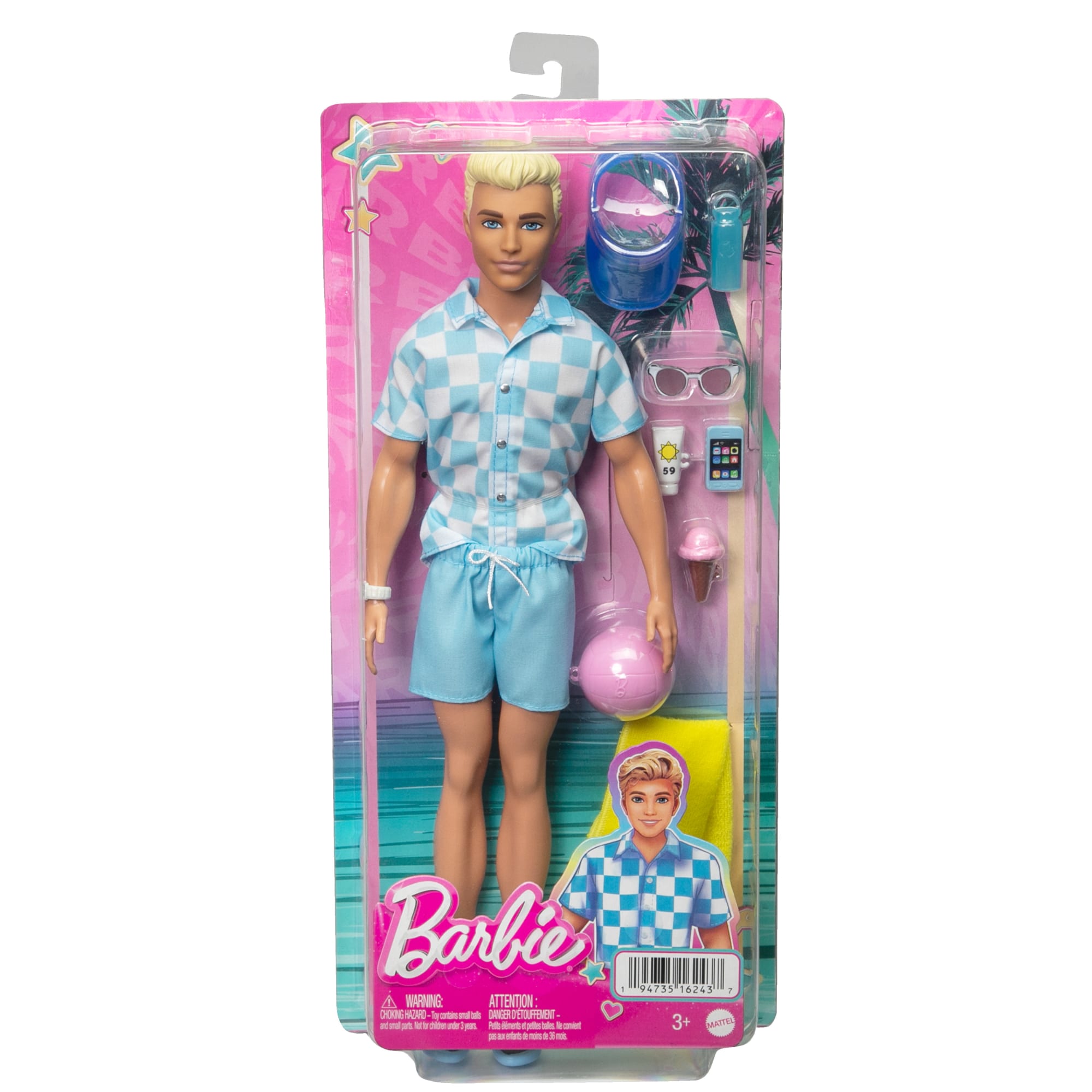 Barbie Ken - Poupée Blonde Avec Accessoires De Plage
