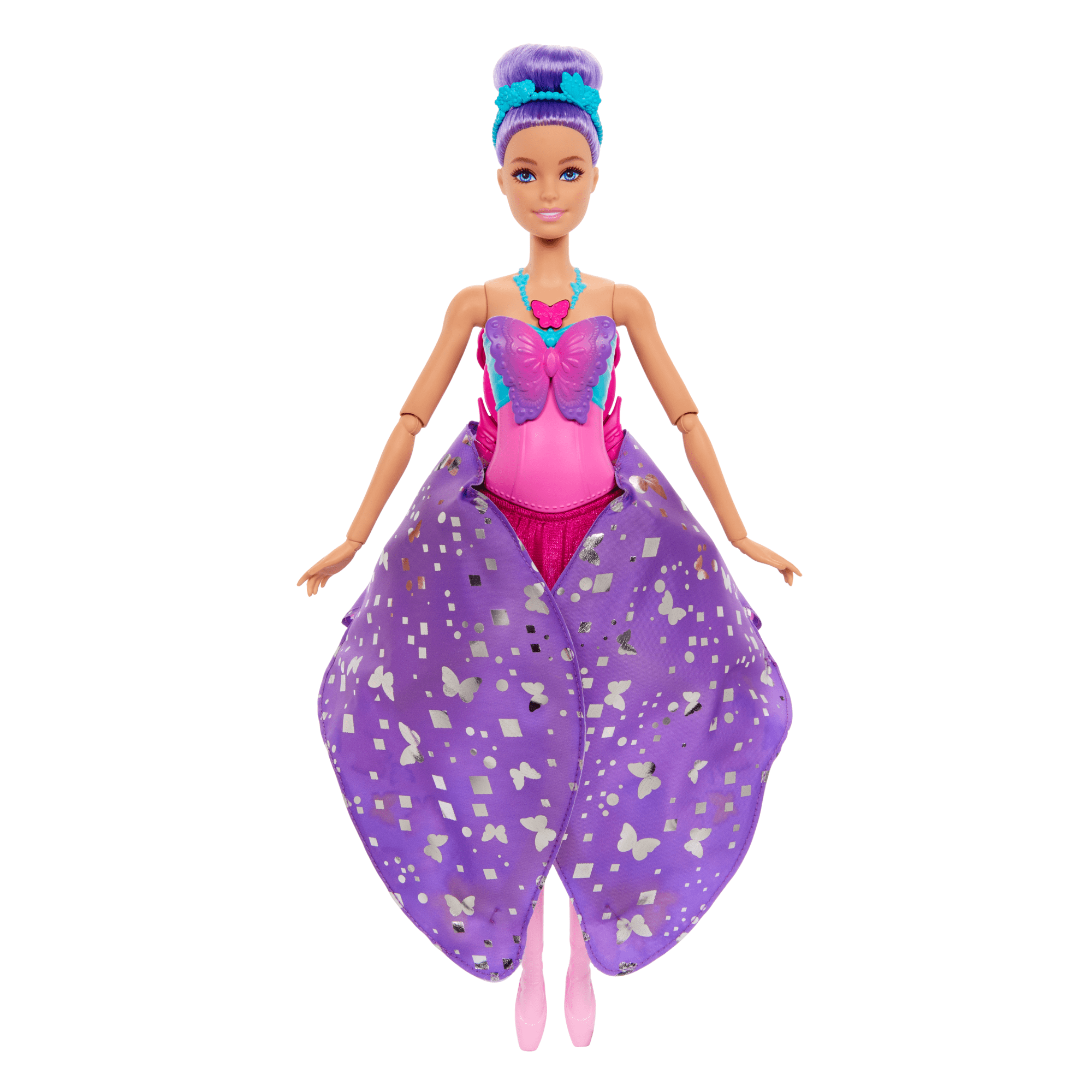 Barbie Dans- En Fladderpop Met 2-In-1 Verandering Van Danseres Naar Vlinder, Paars Haar