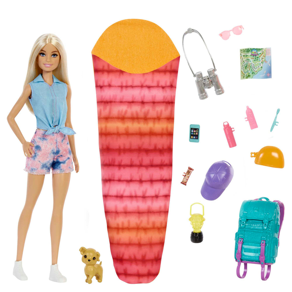 Barbie "It Takes Two Camping" Set Inkl. Malibu Puppe, Hund & Zubehör